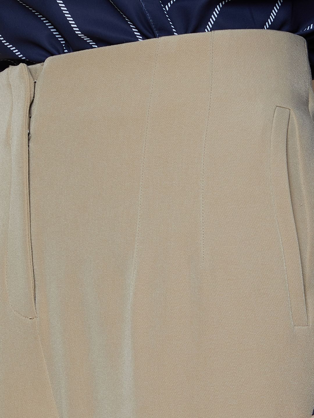 Beige High Rise Pants