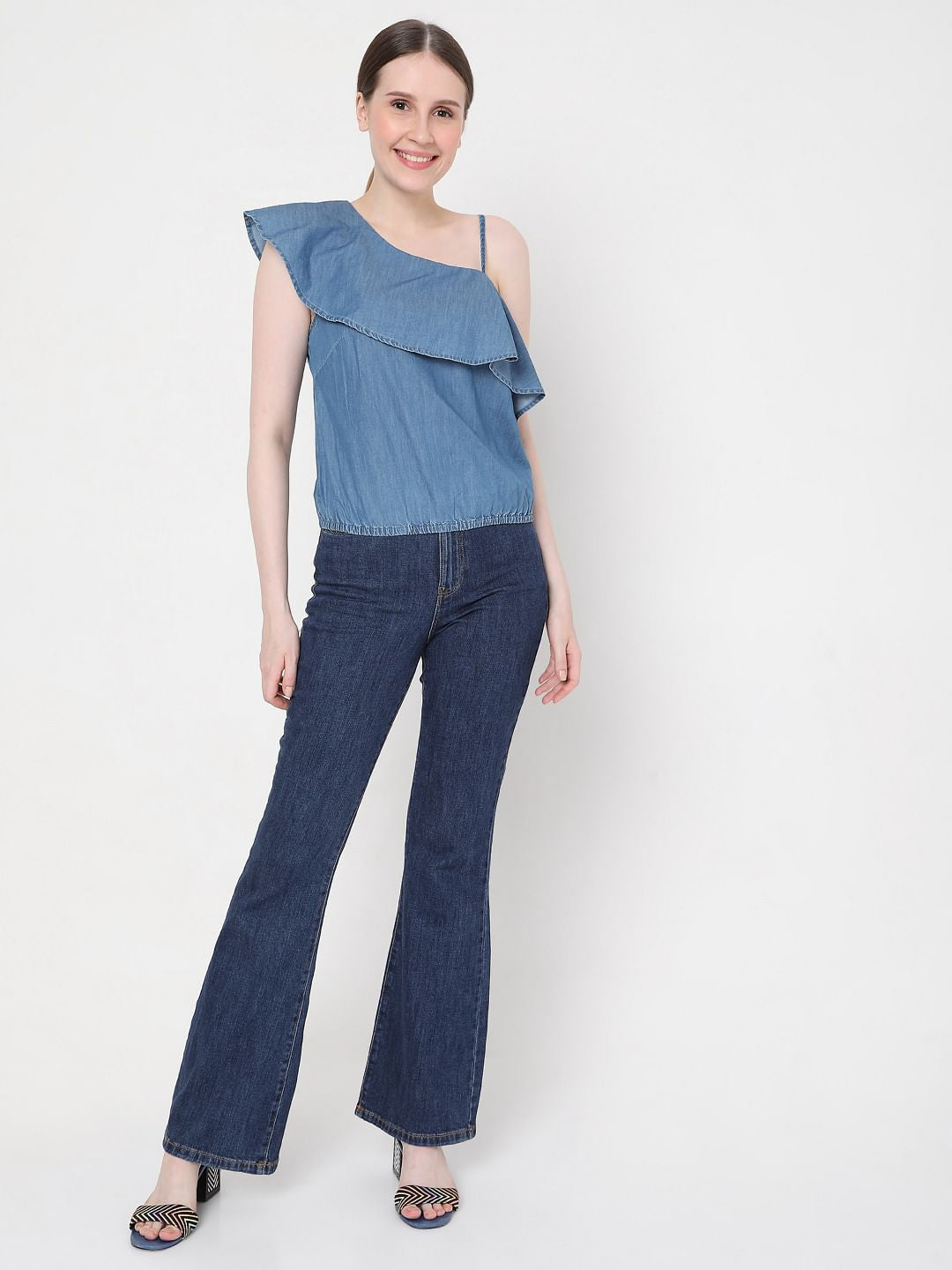 Blue One Shoulder Top