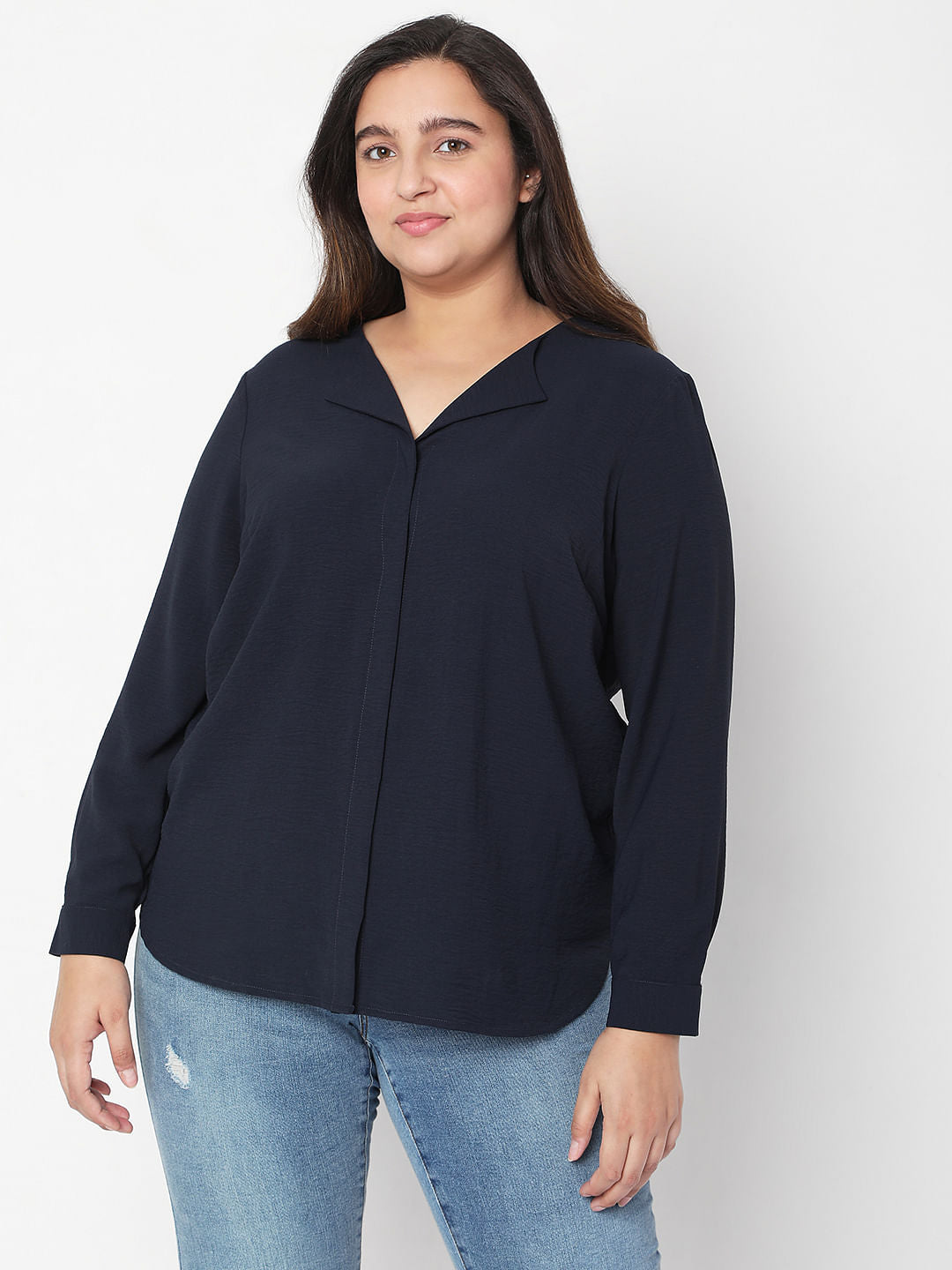 Curve Navy Blue Top