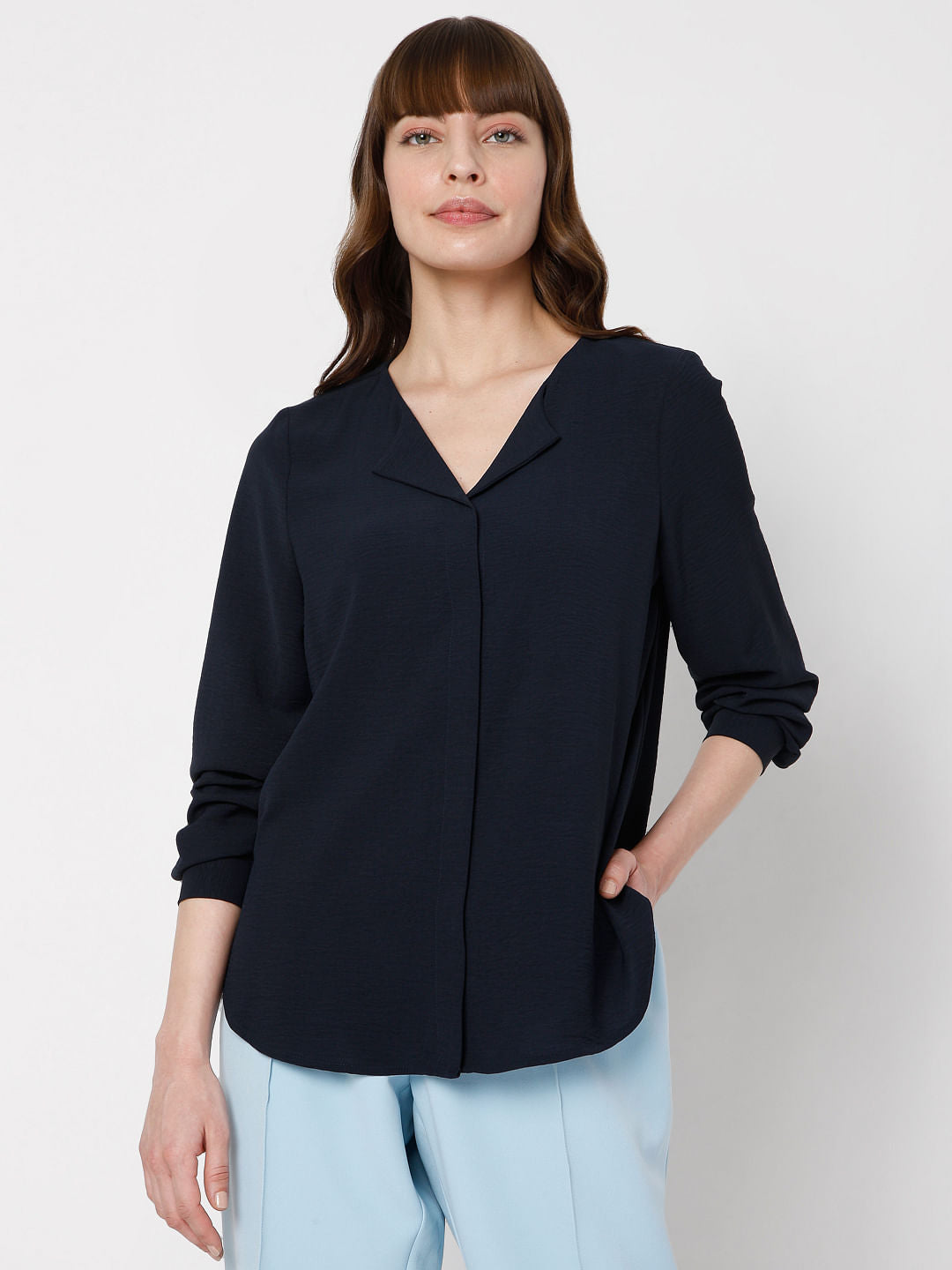 Navy Blue Textured Shirt