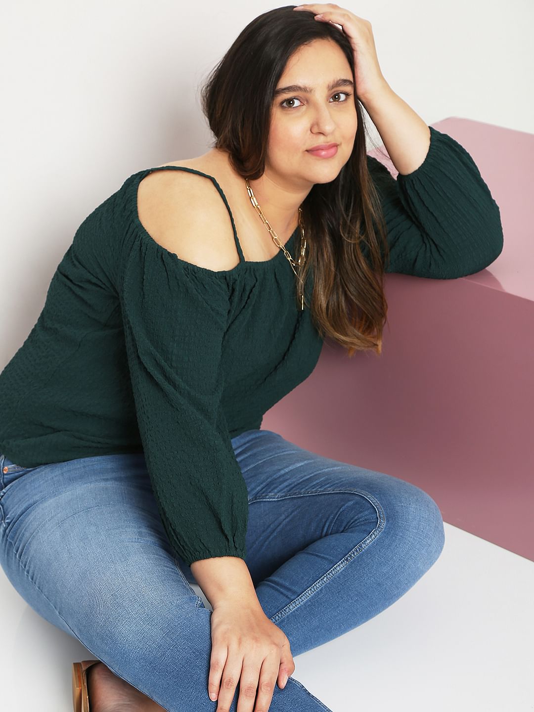 Curve Blue Mid Rise Distressed Wendy Skinny Jeans