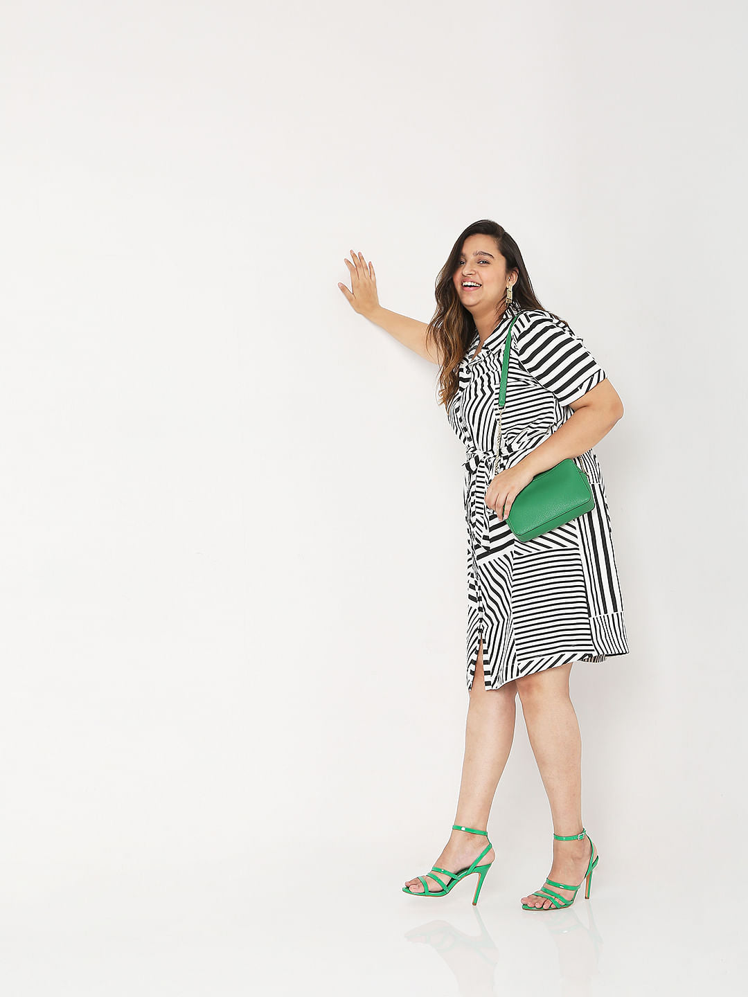 Curve White & Black Striped Dress