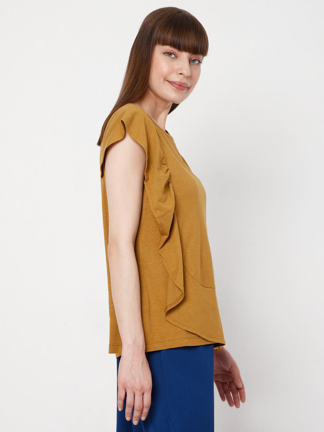 Brown Ruffle Top