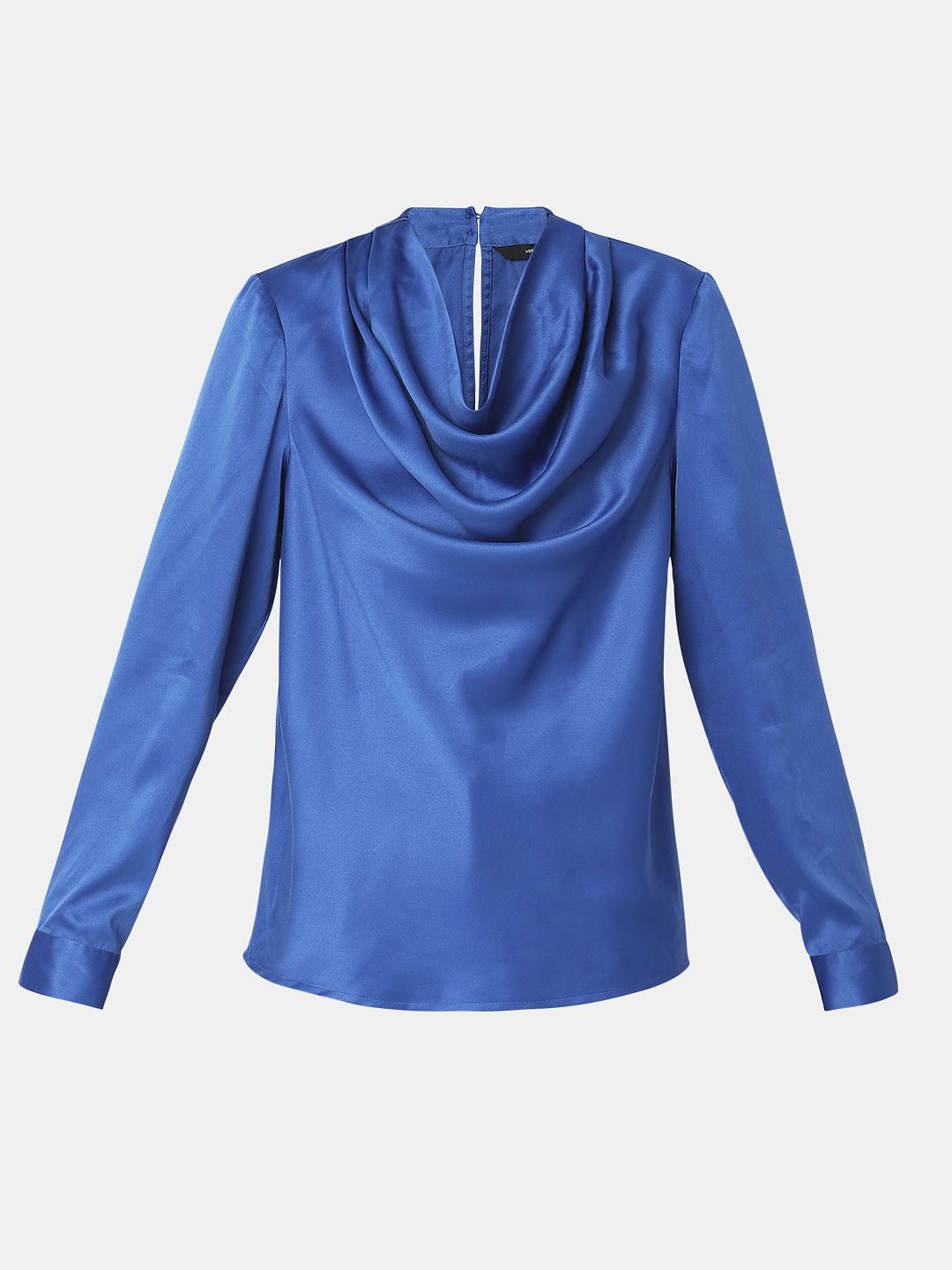 Blue Cowl Neck Satin Top