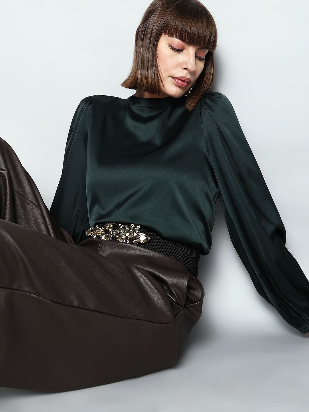 Dark Green High Neck Top