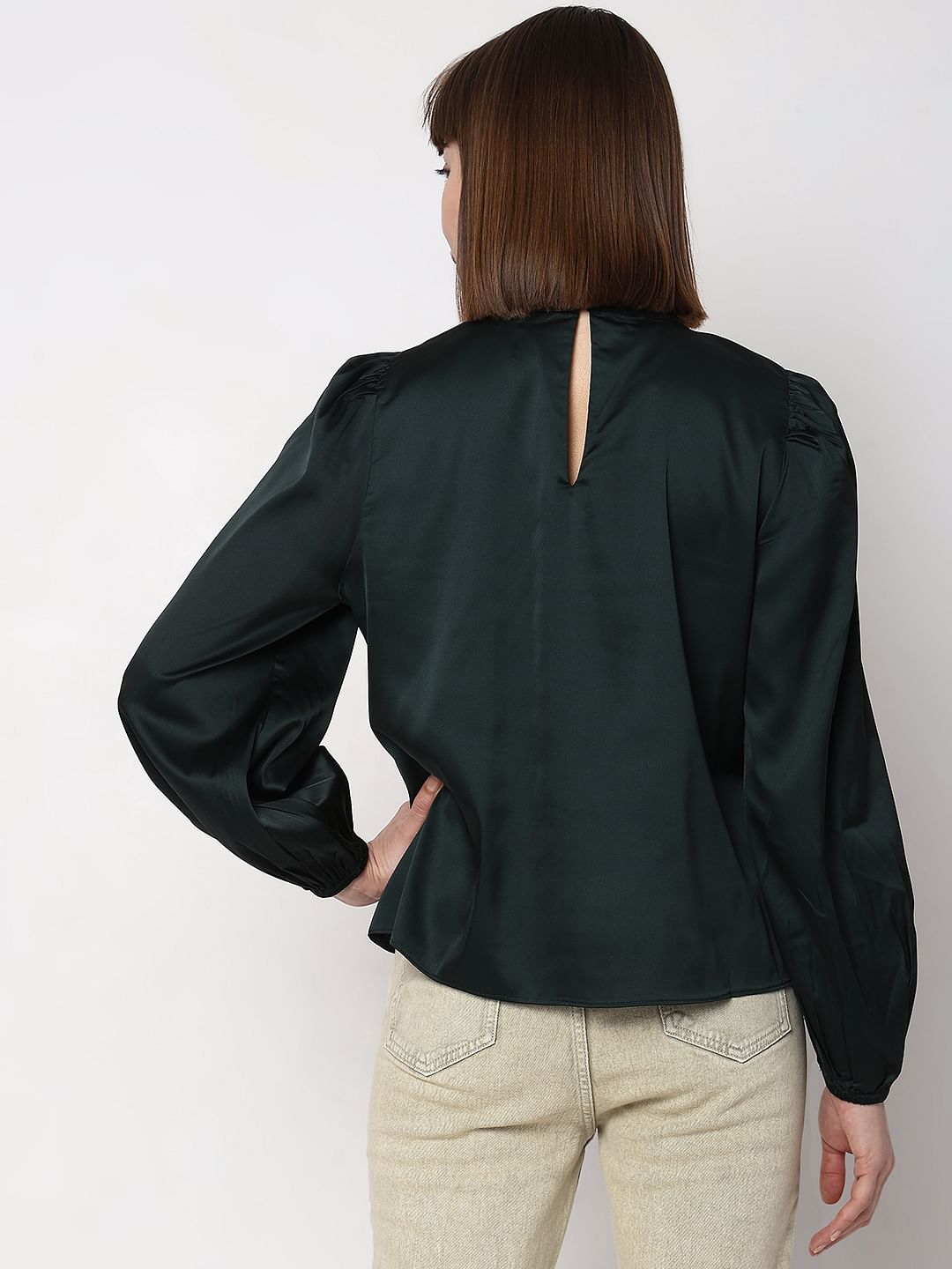 Dark Green High Neck Top