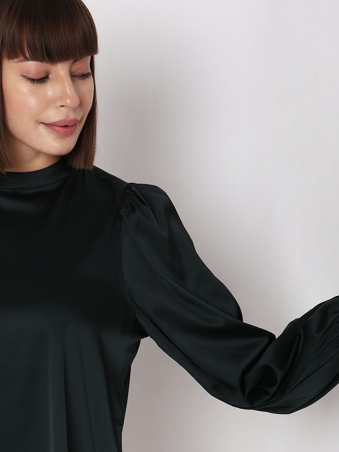 Dark Green High Neck Top