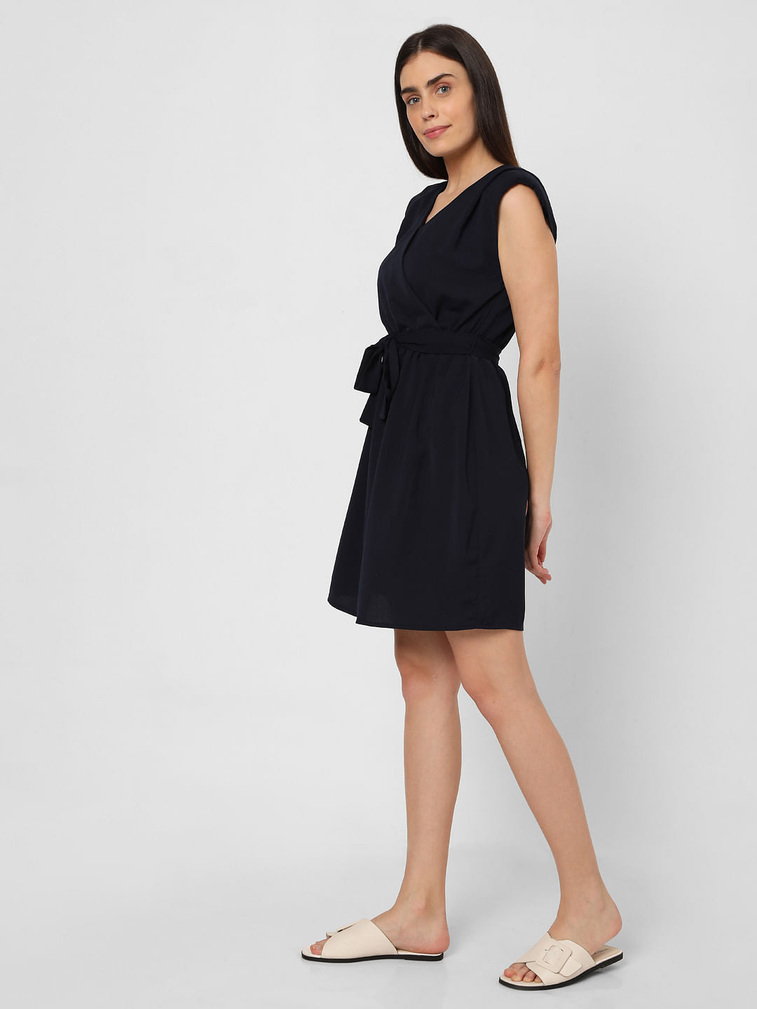 Navy Blue Wrap Dress