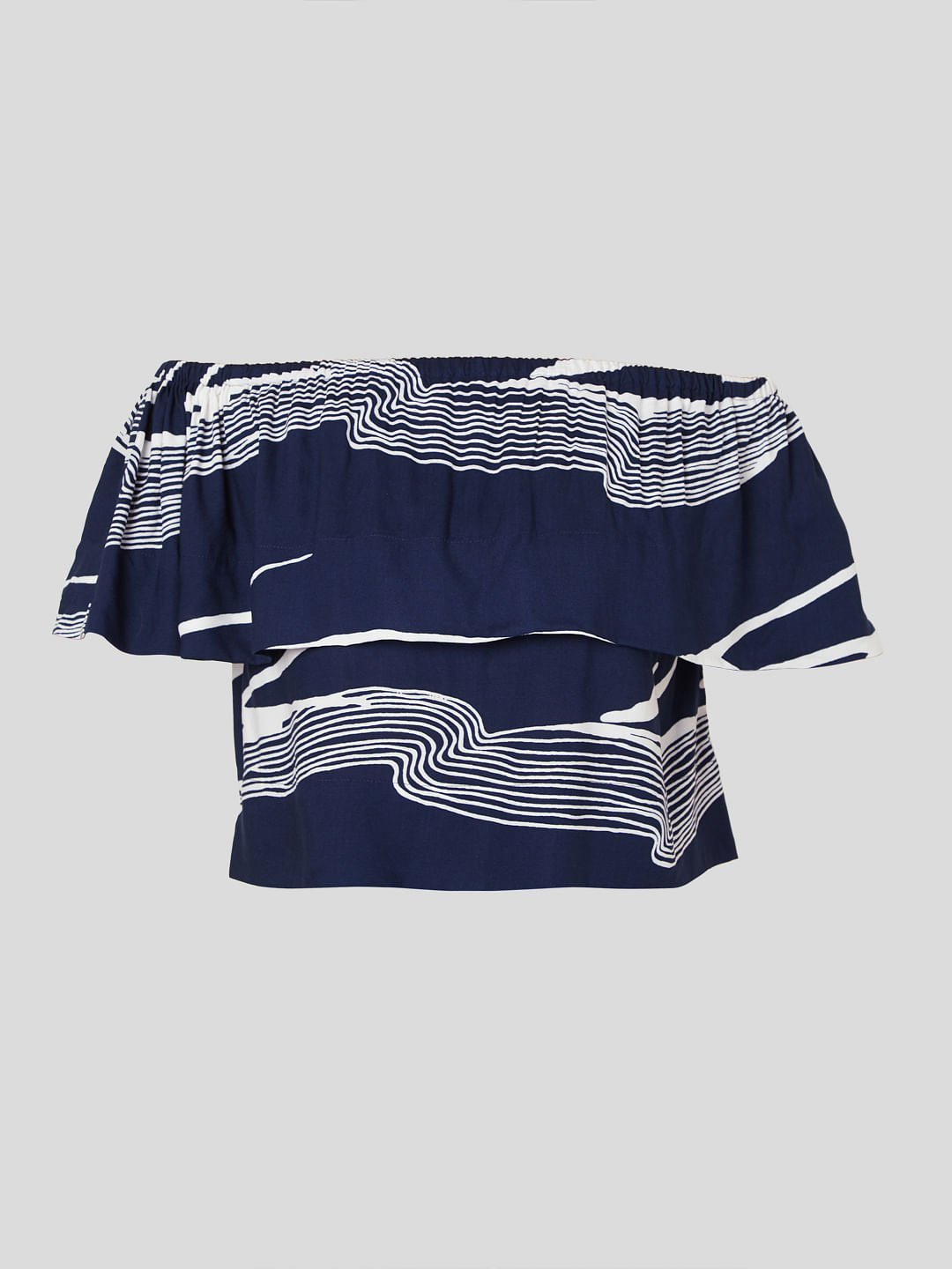 Blue Abstract Wave Print Top