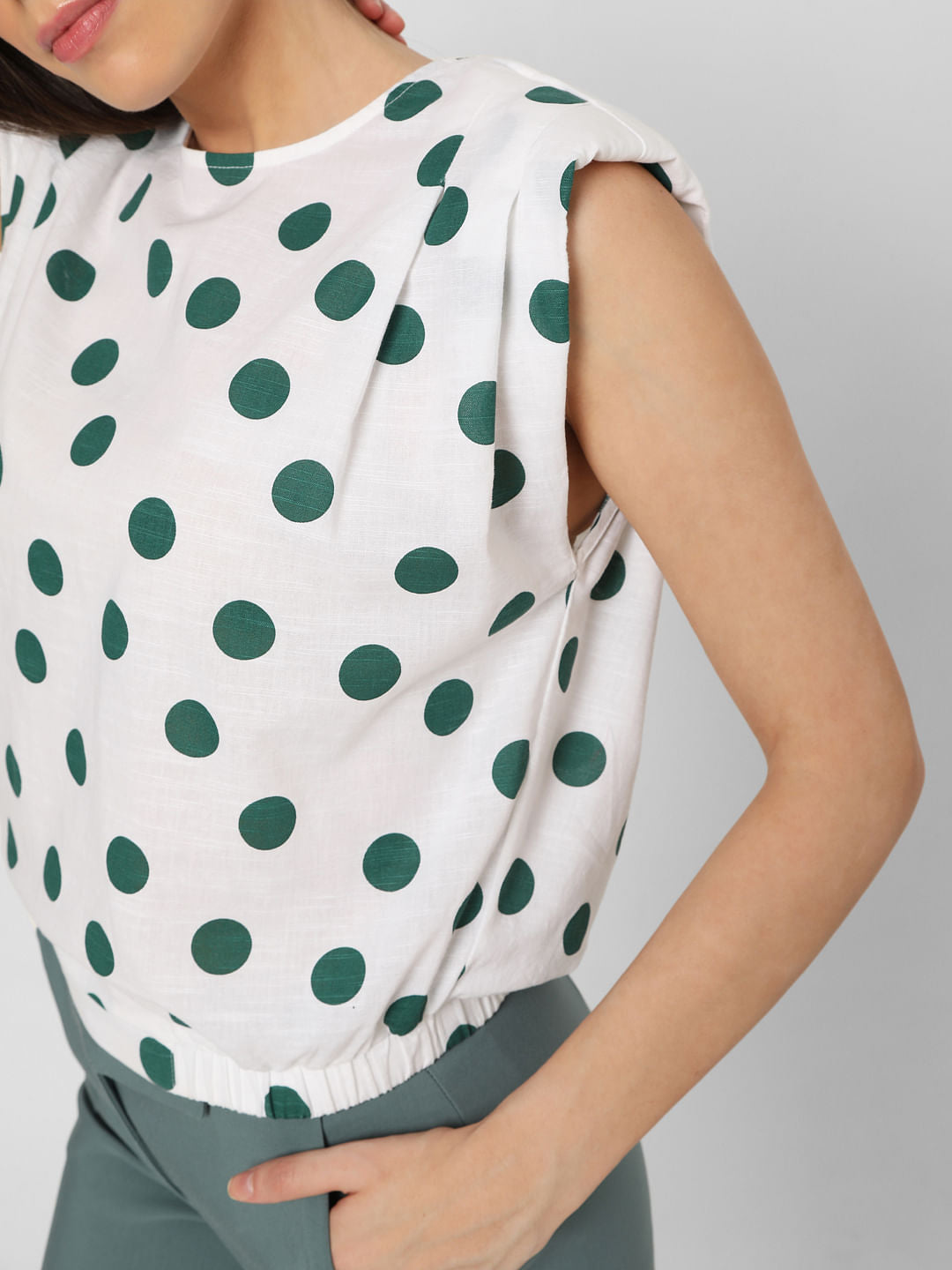 White Polka Dot Top