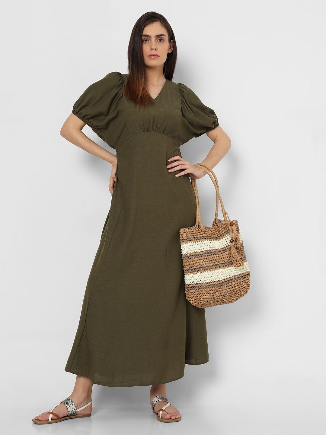 Green Empire Waist Maxi Dress