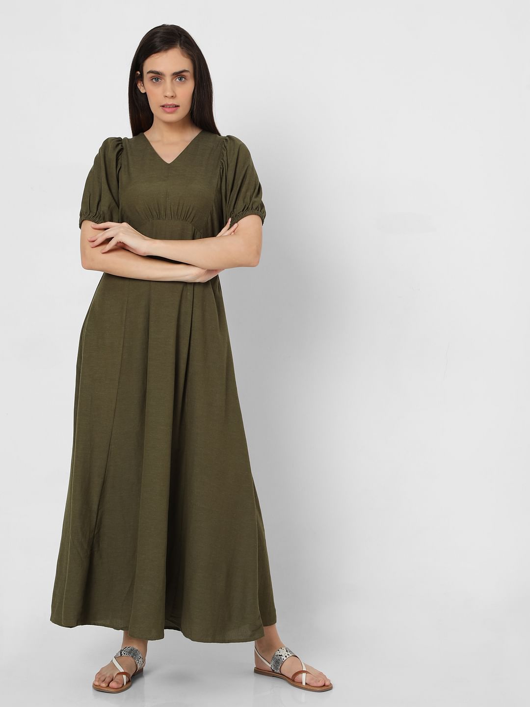 Green Empire Waist Maxi Dress