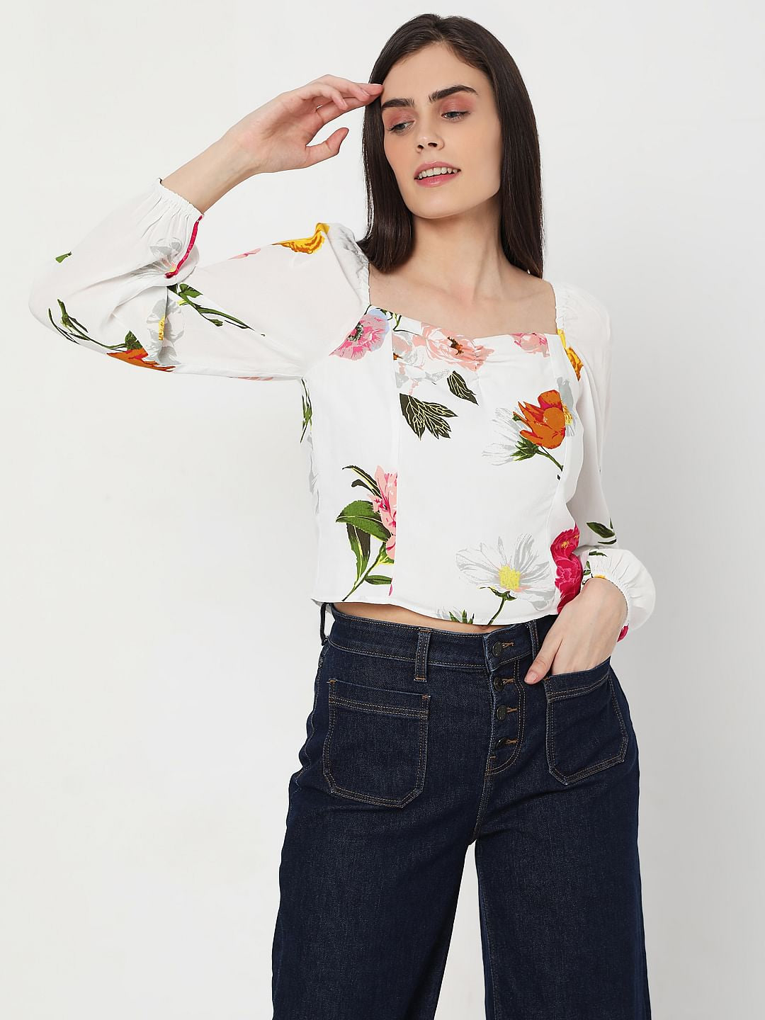 White Floral Top