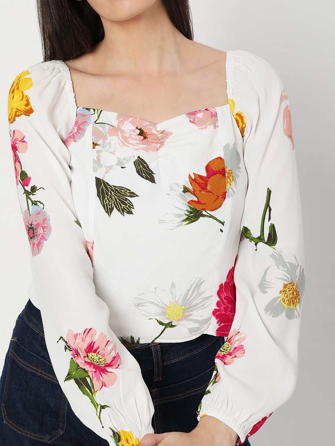 White Floral Top
