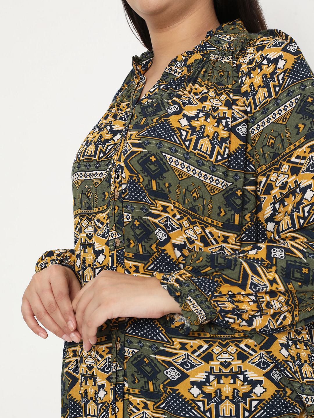 Curve Green Aztec Print Top