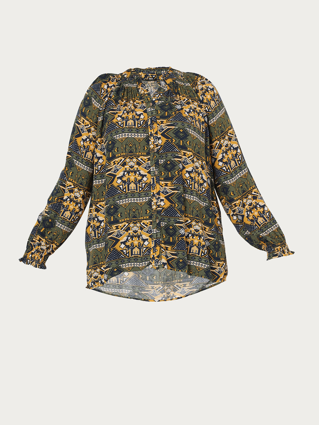 Curve Green Aztec Print Top