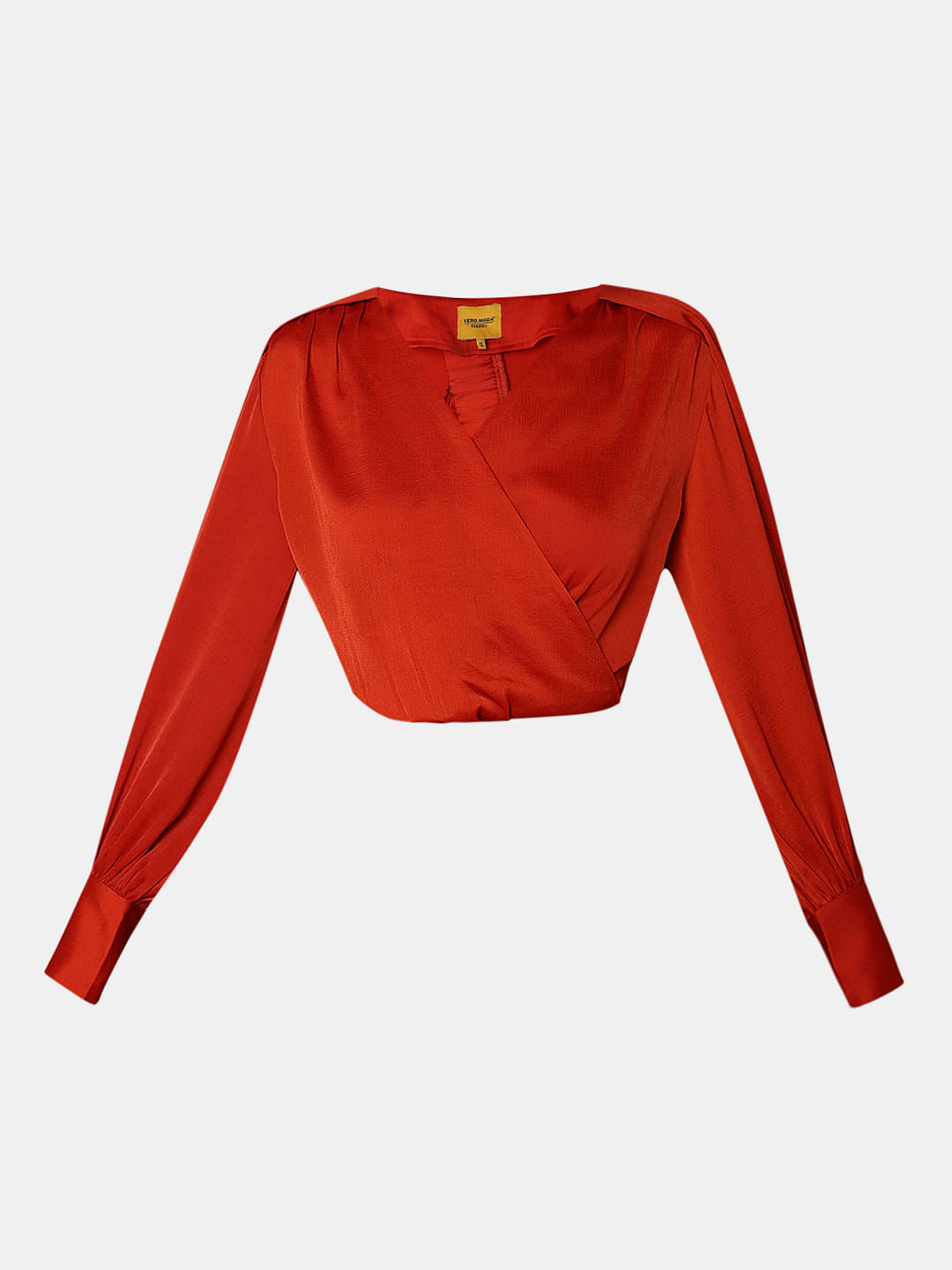 Marquee Red Overlap Cropped Top
