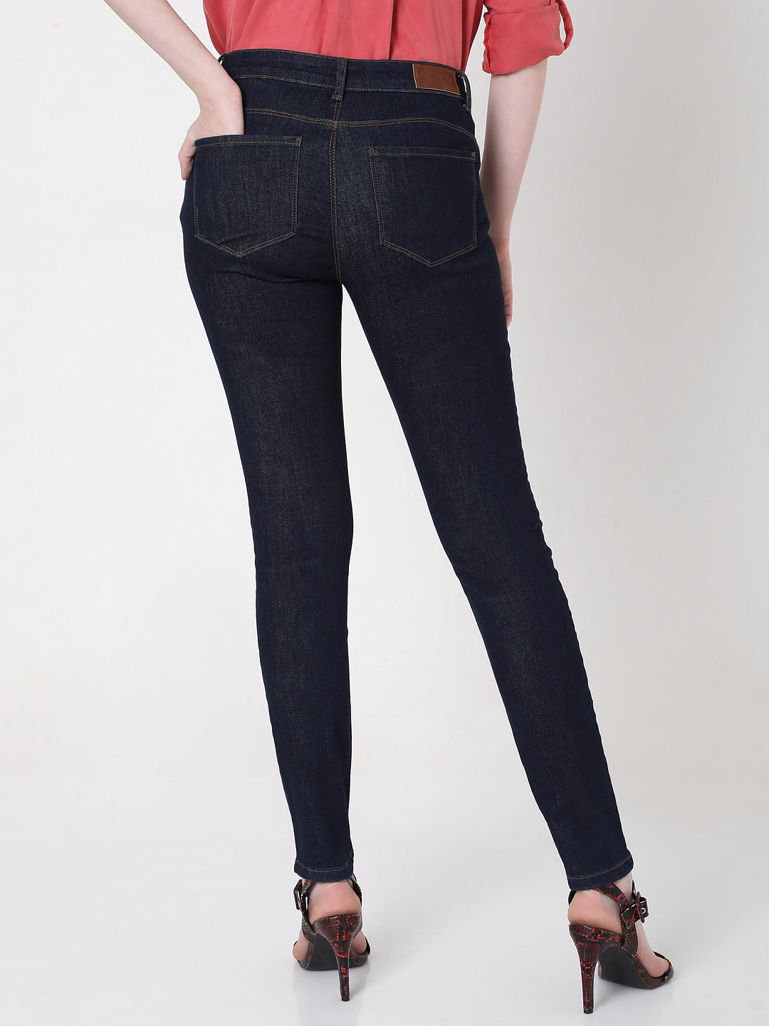 Blue Mid Rise Skinny Jeans