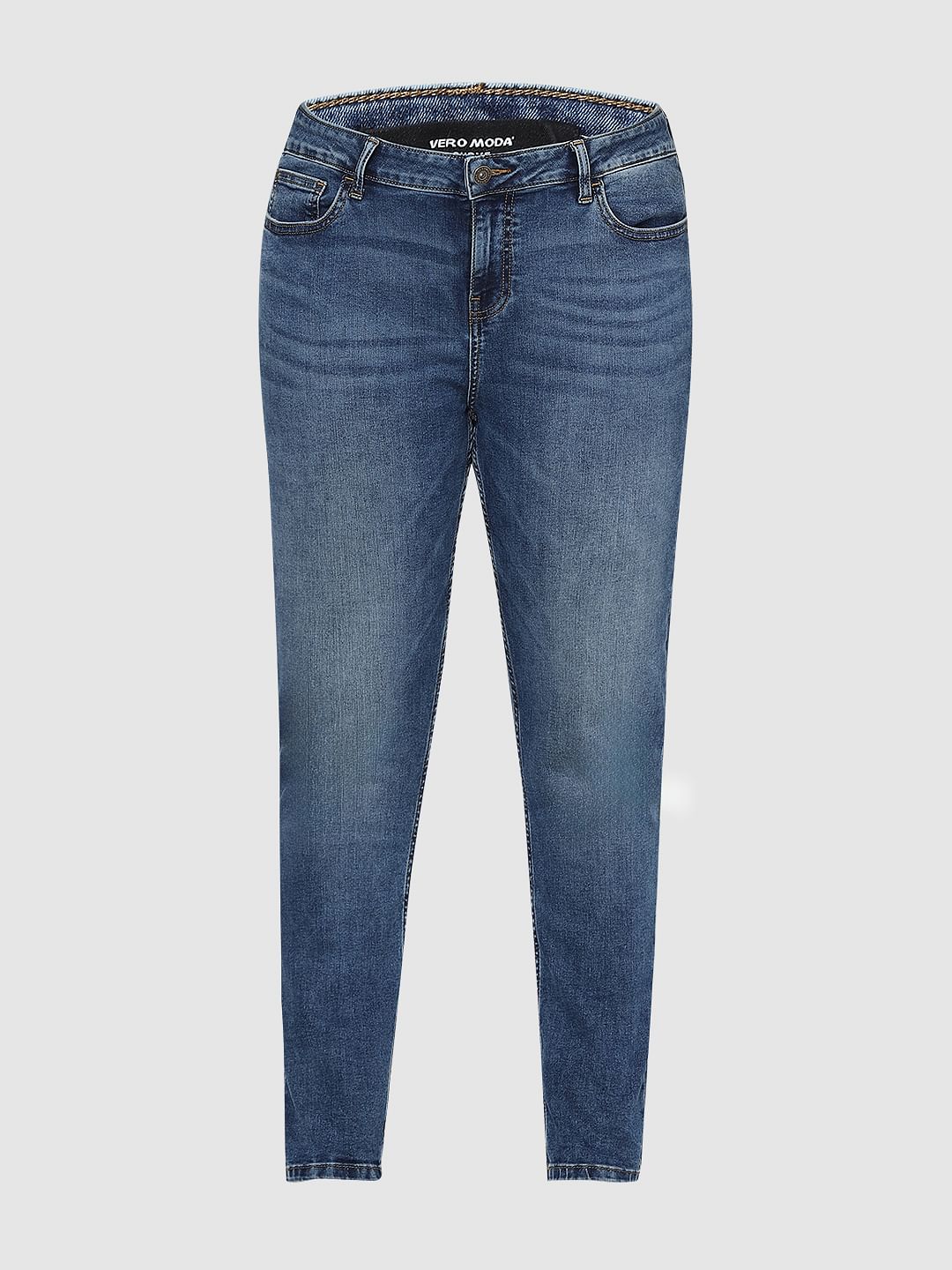 Curve Blue Mid Rise Skinny Fit Jeans