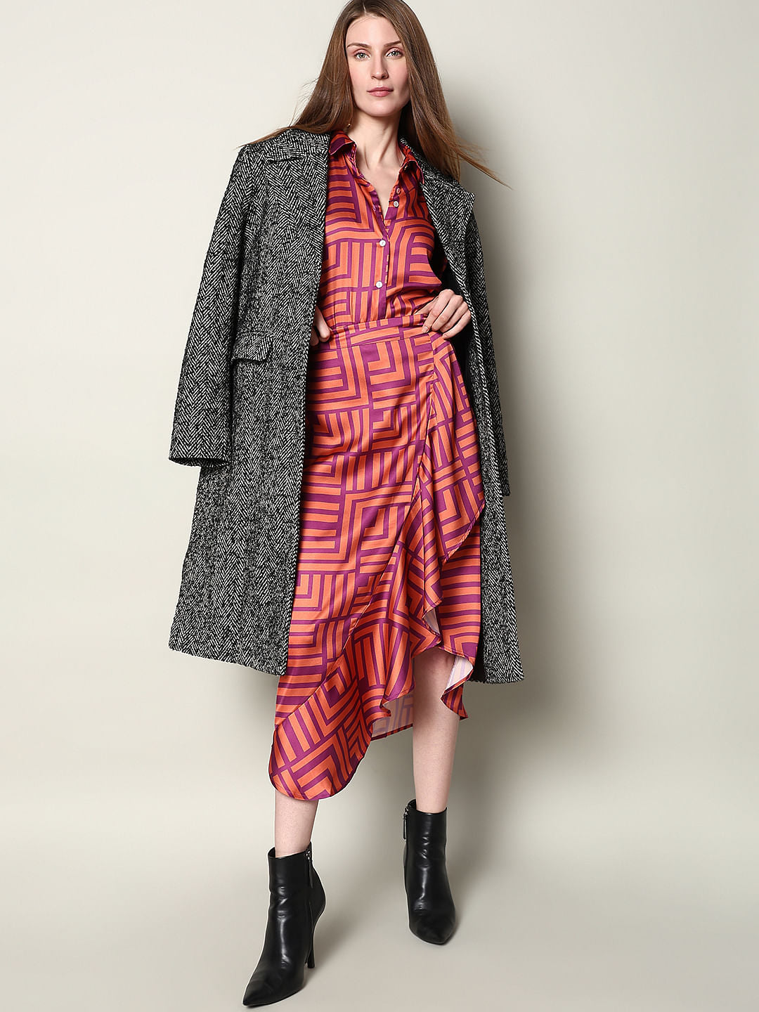 Coral High Rise Abstract Print Skirt