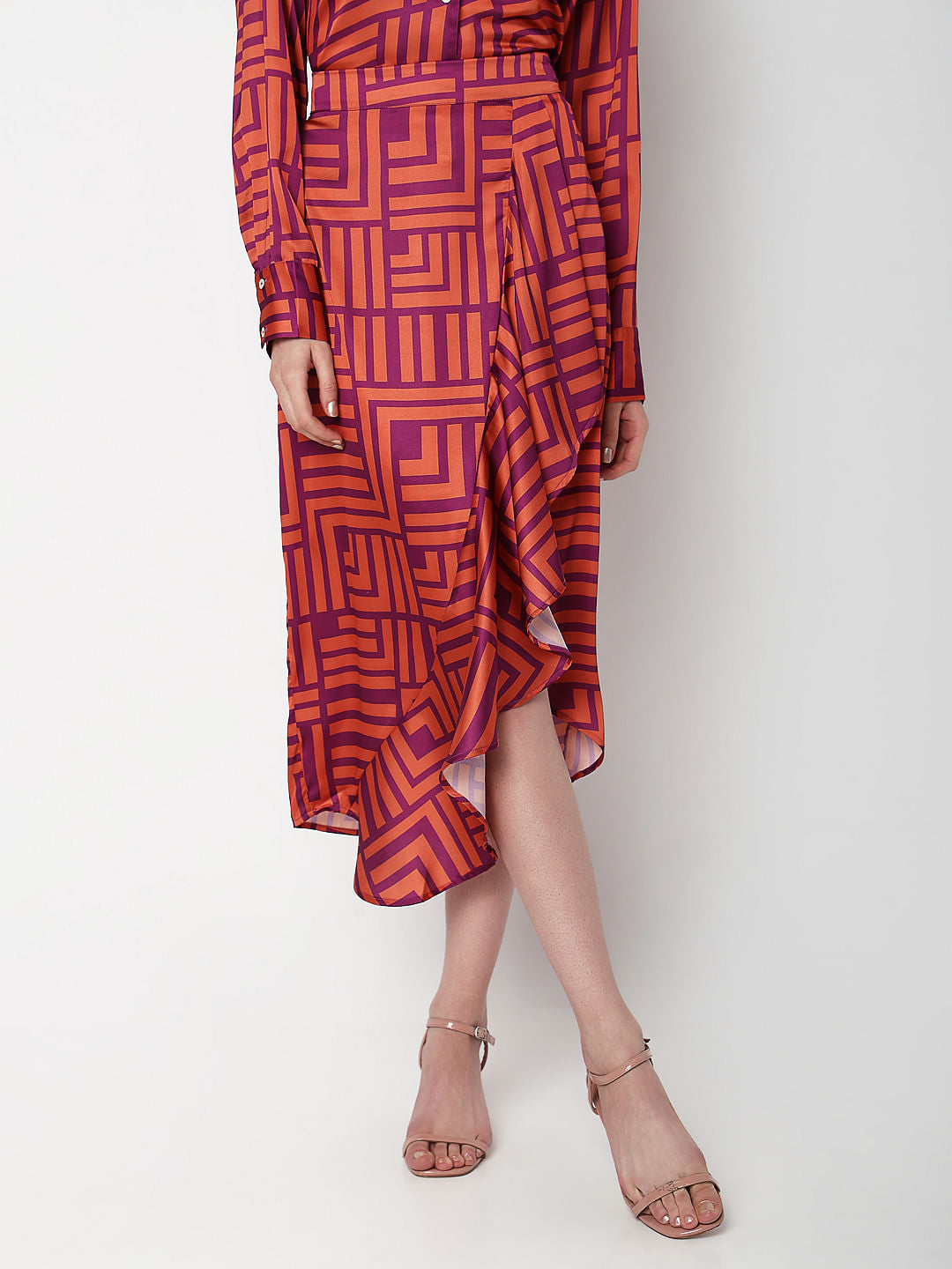 Coral High Rise Abstract Print Skirt