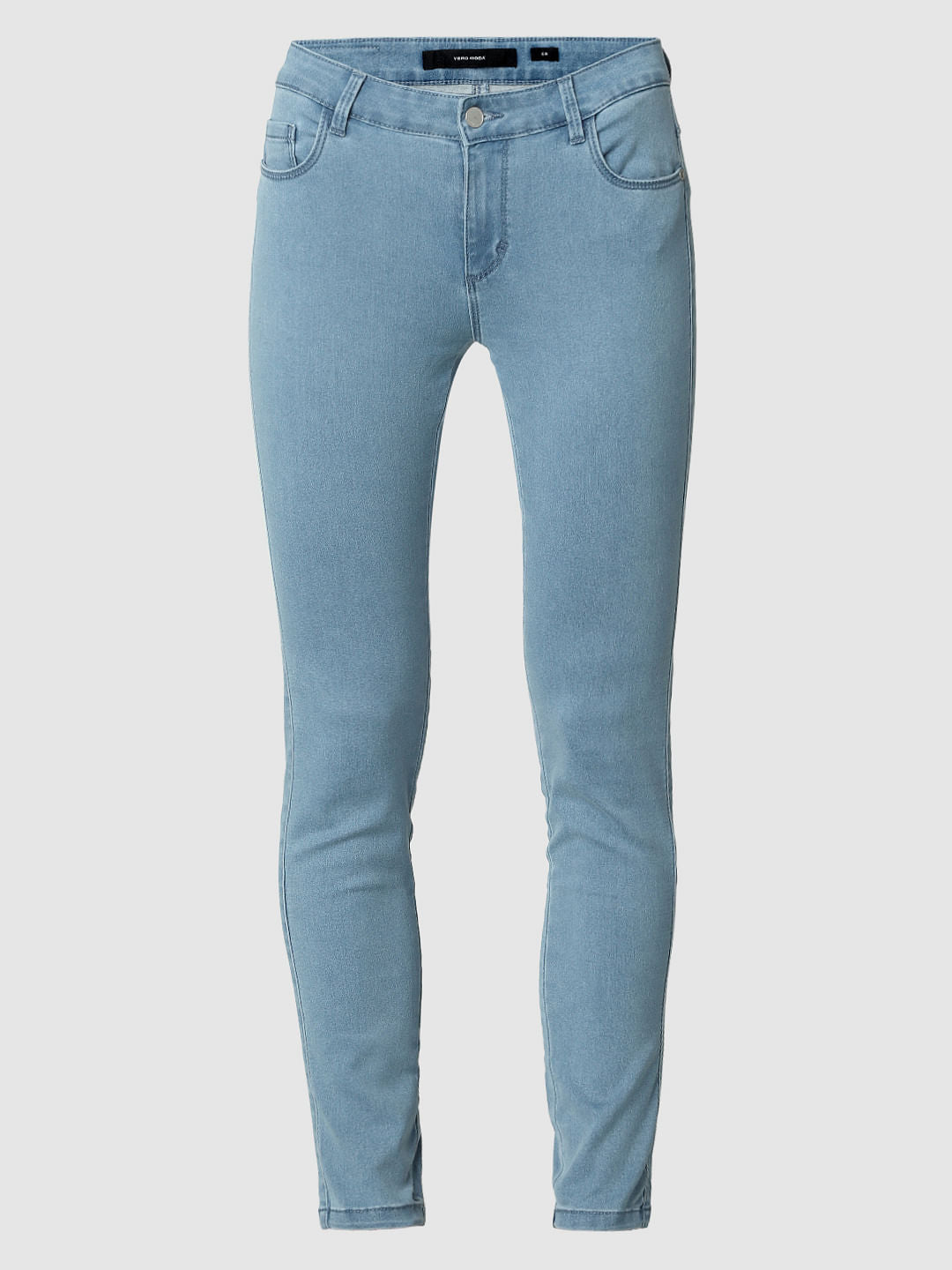 Blue Mid Rise Ankle Length Skinny Fit Jeggings