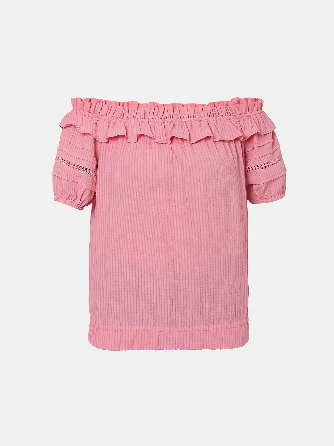 Pink Off Shoulder Textured Top