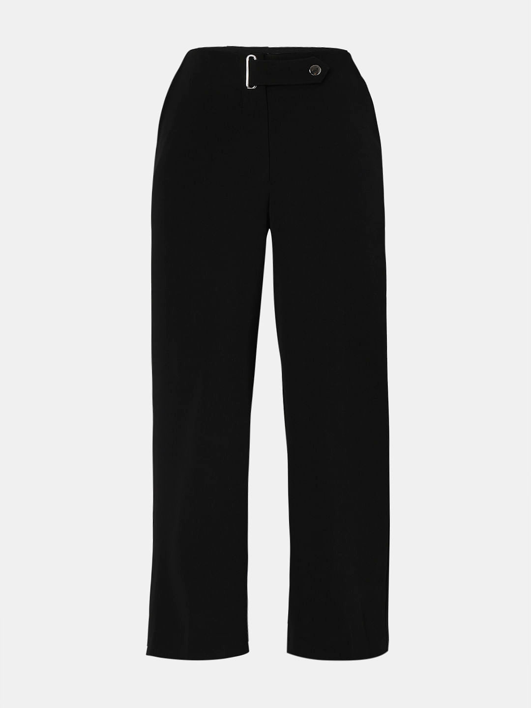 Black Mid Rise Wide Leg Pants