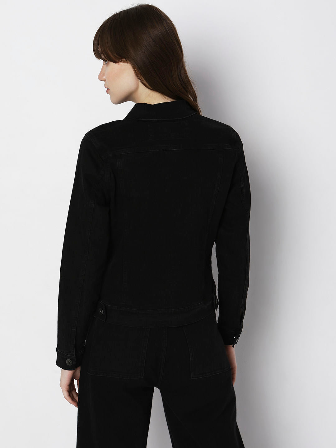 Black Cropped Trucker Jacket