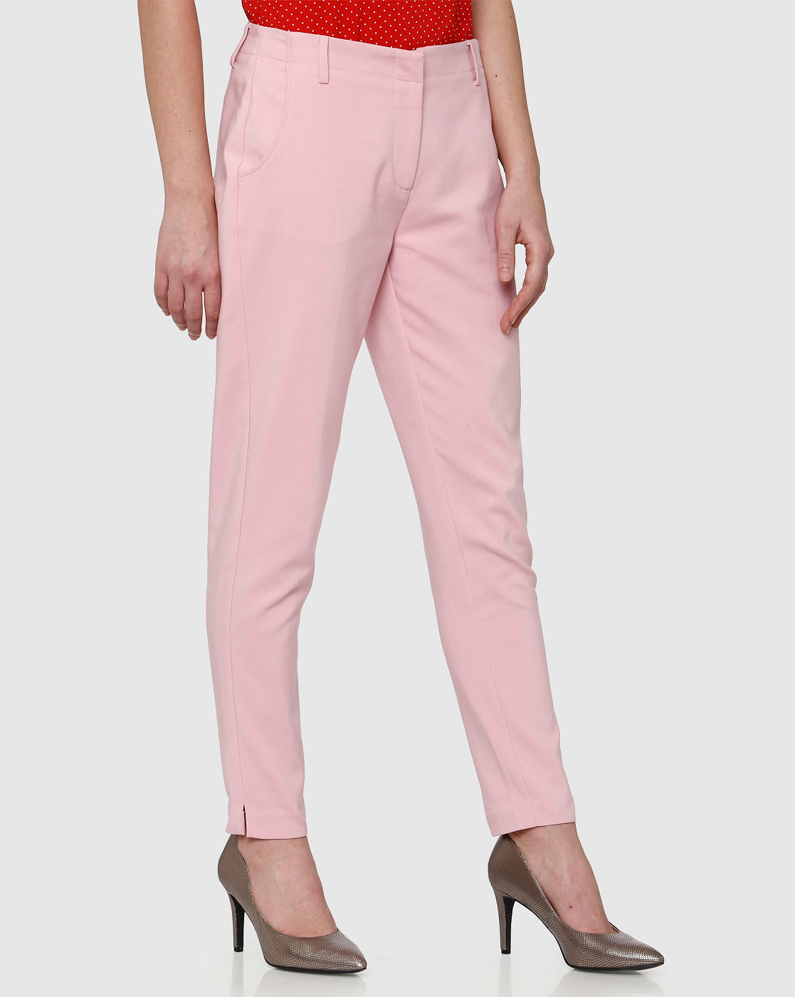 Pink Mid Rise Pants