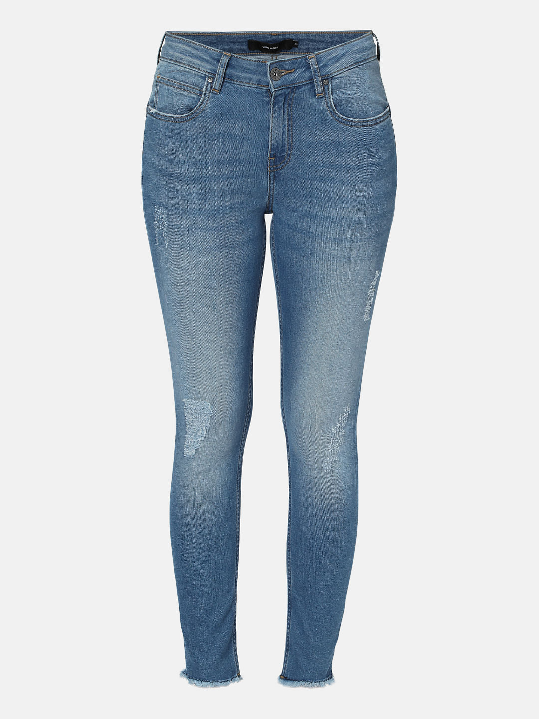 Blue Mid Rise Push Up Skinny Jeans