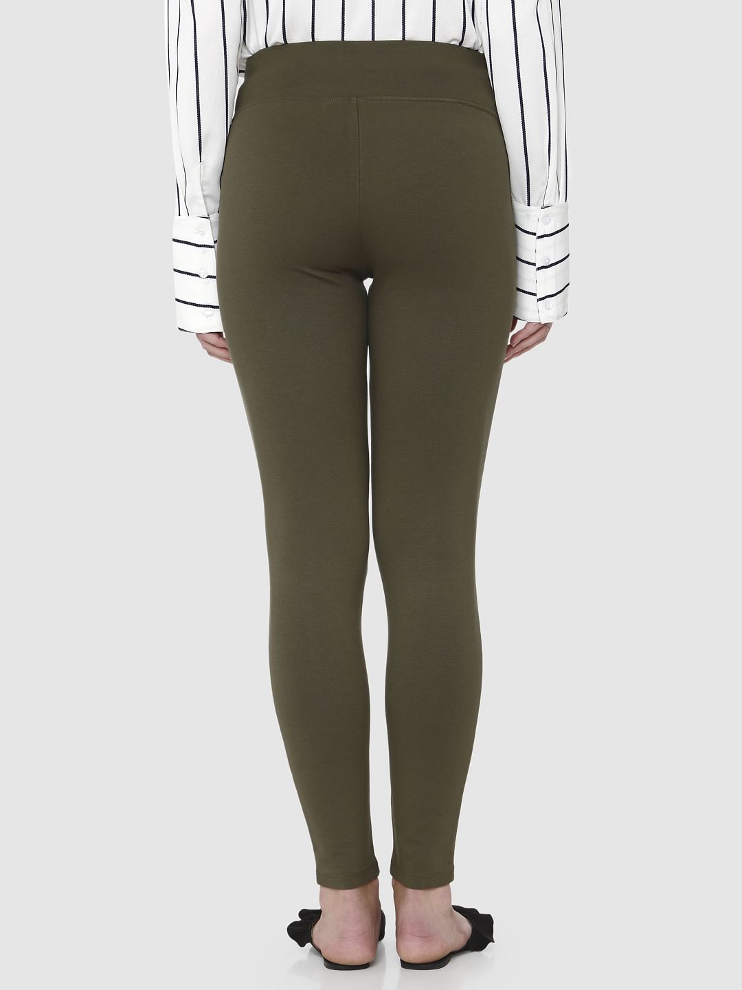 Green Mid Rise Skinny Fit Leggings