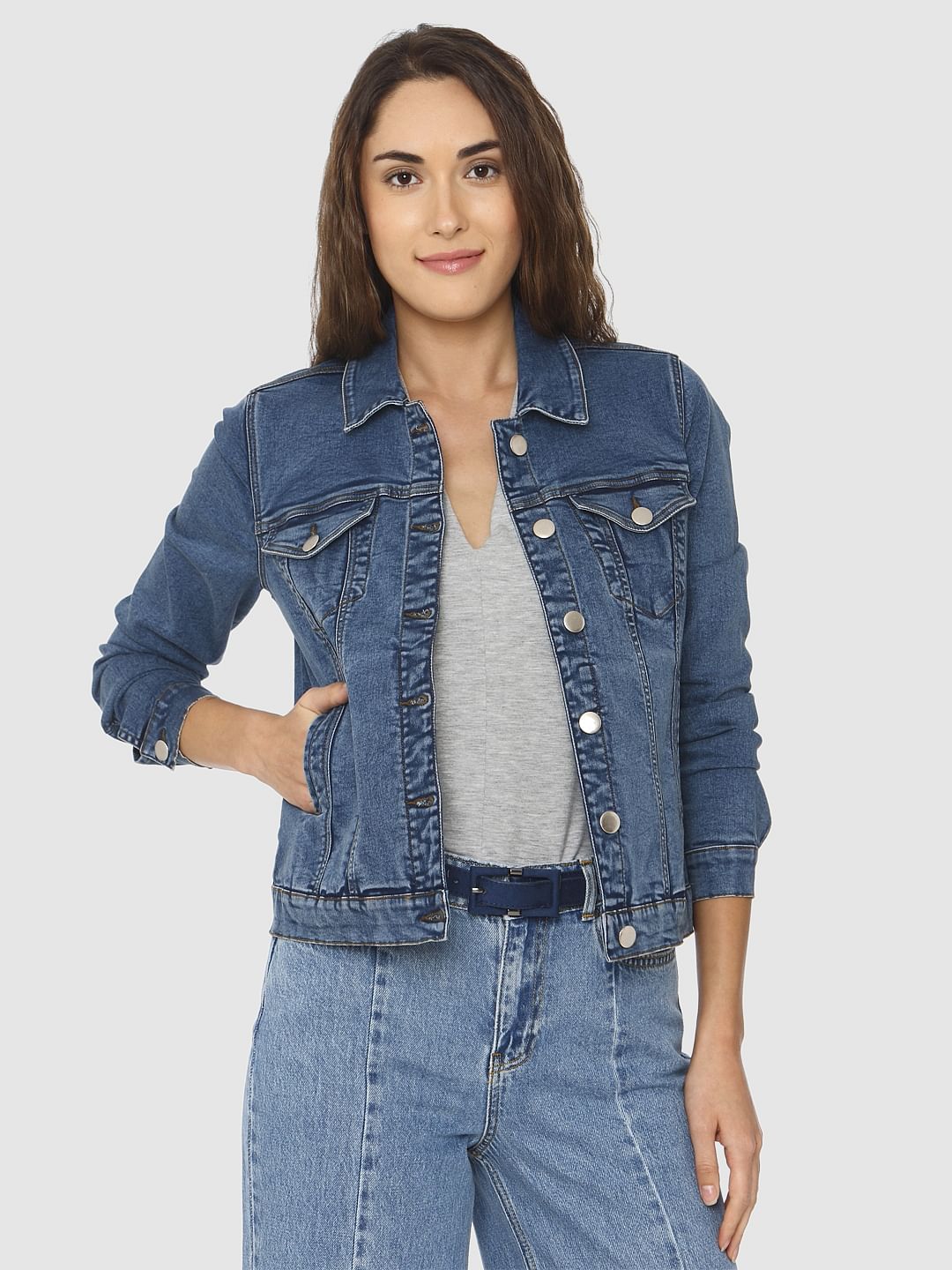 Blue Denim Biker Jacket