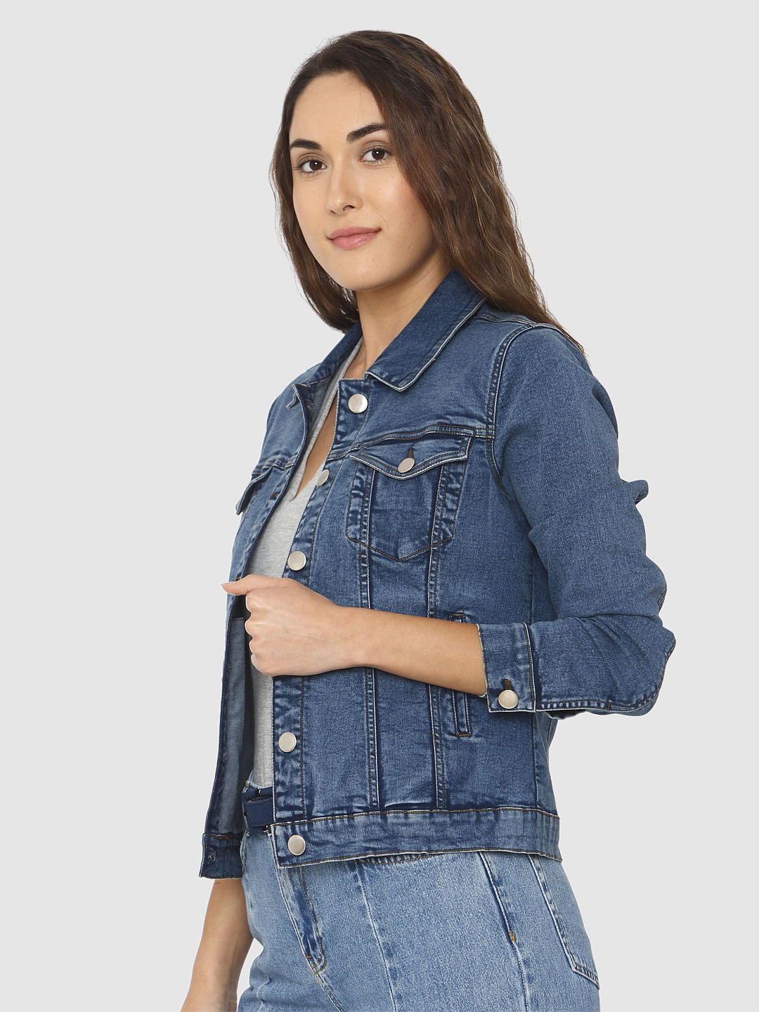 Blue Denim Biker Jacket