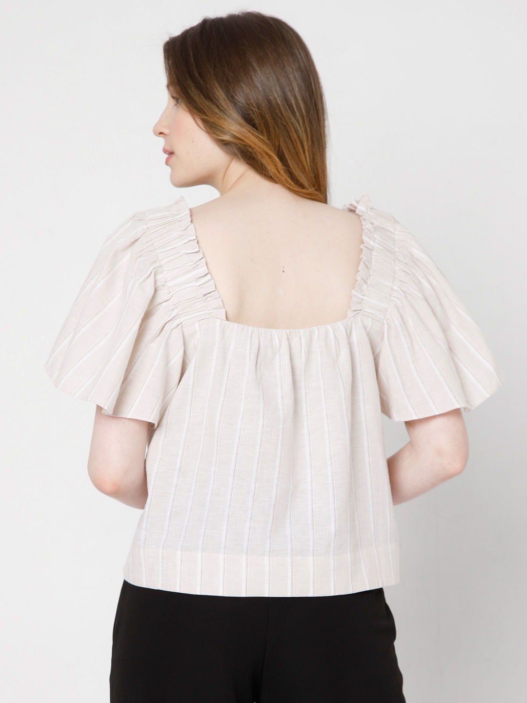 Beige Striped Top