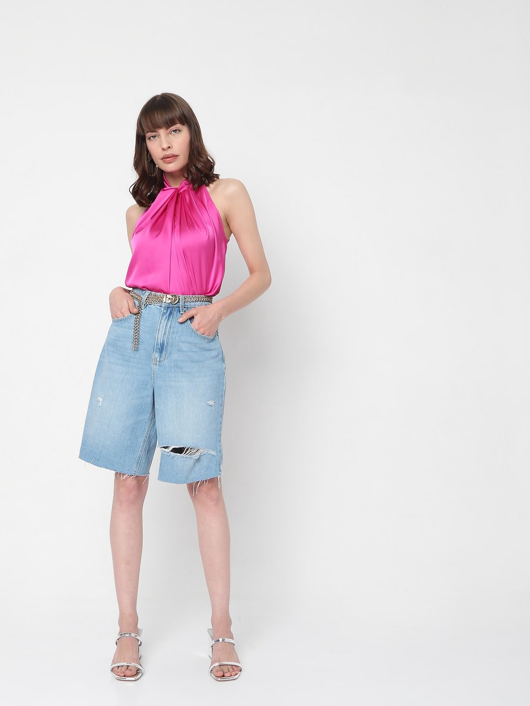 Fuschia Pink Halter Neck Top