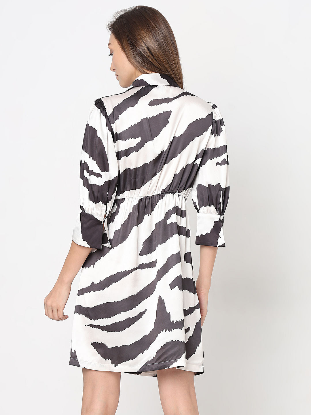 Black Zebra Print Shirt Dress