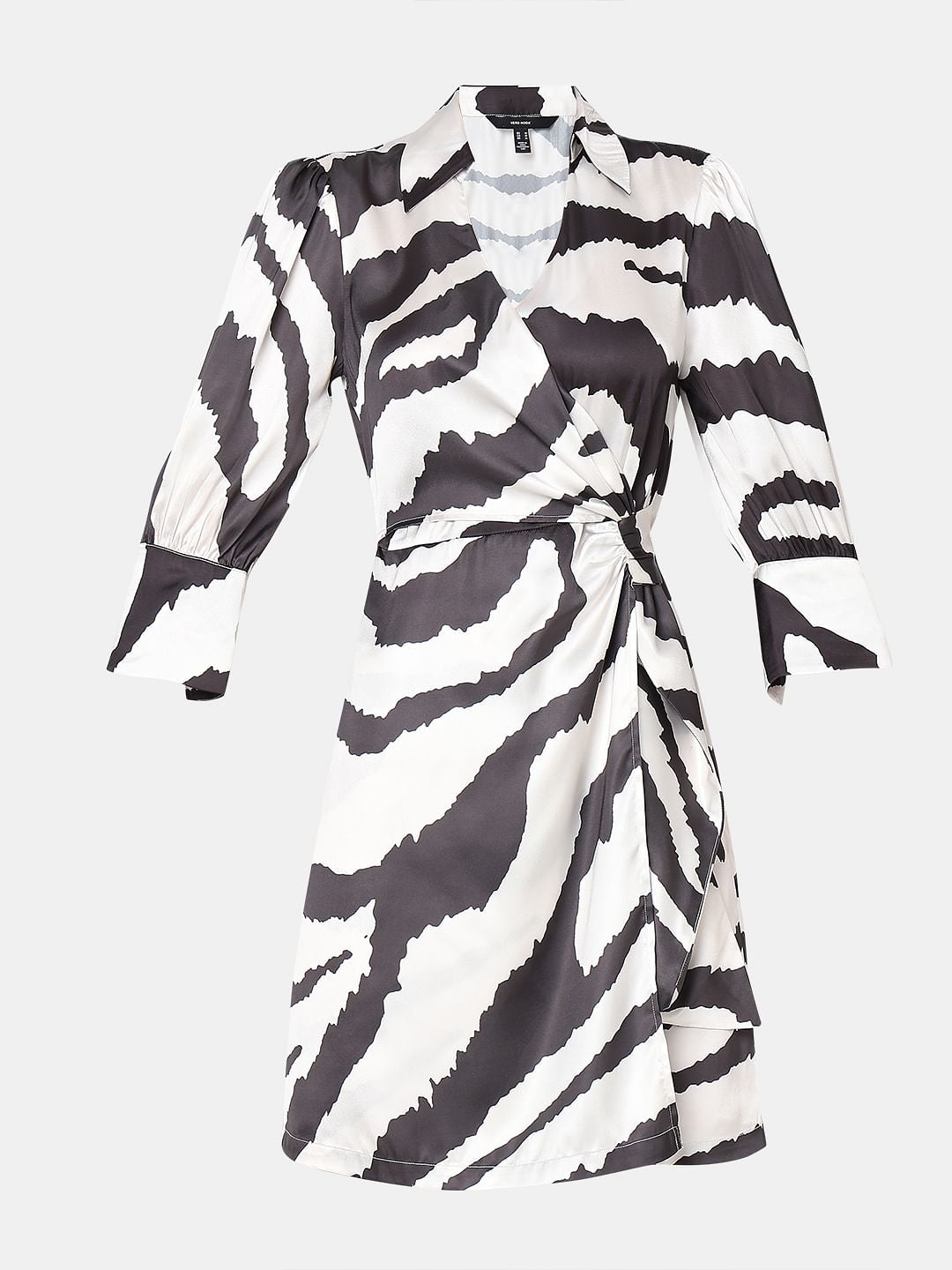 Black Zebra Print Shirt Dress