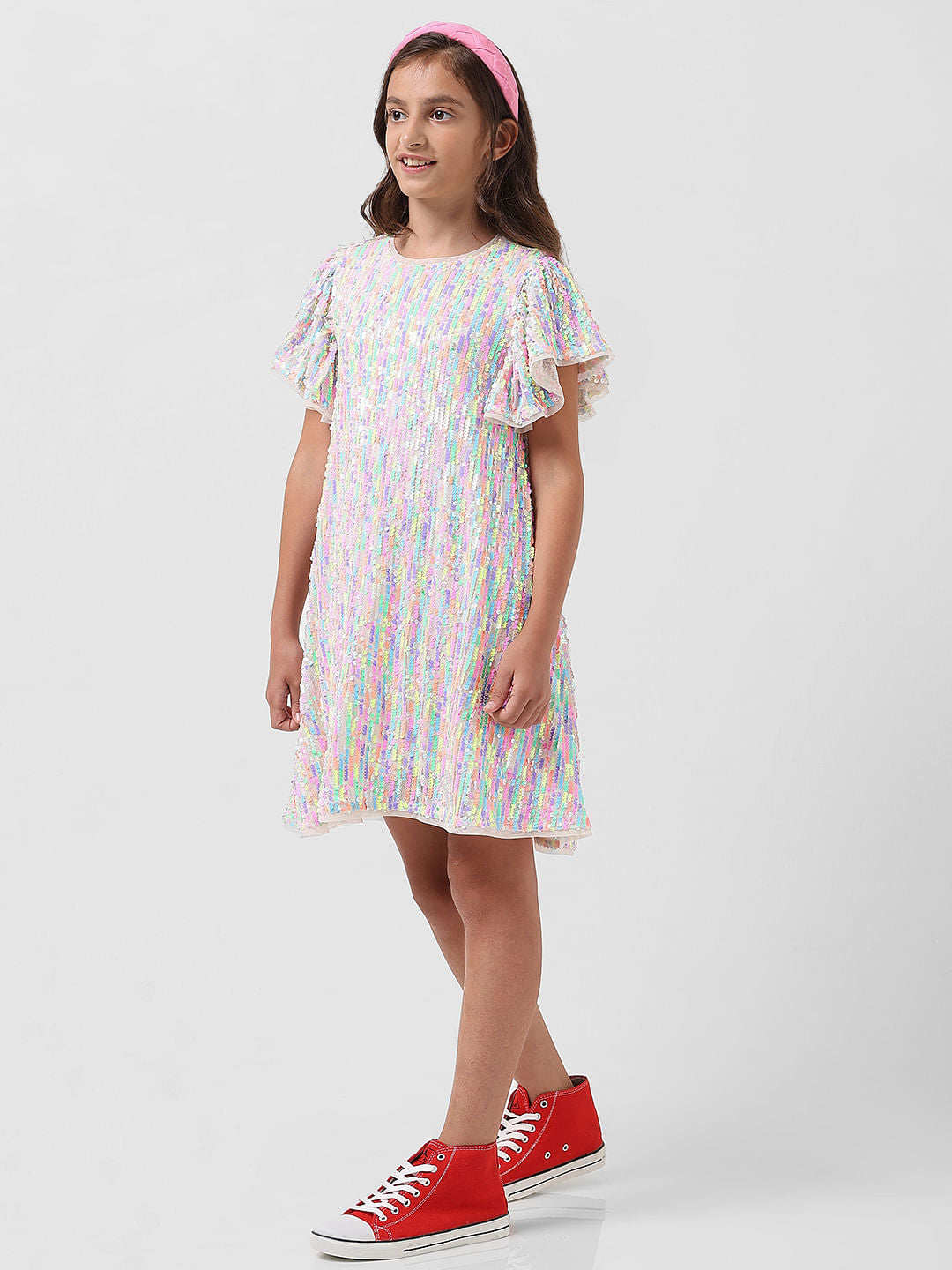 Girl Lilac Sequinned Shift Dress