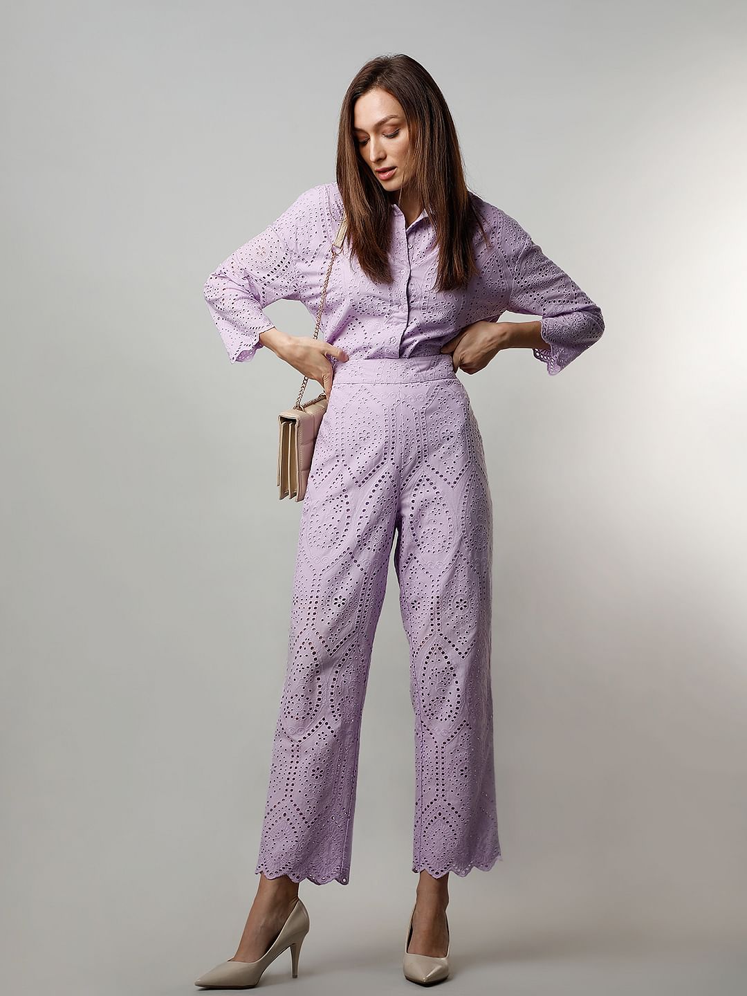 Lilac High Rise Co-Ord Set Pants