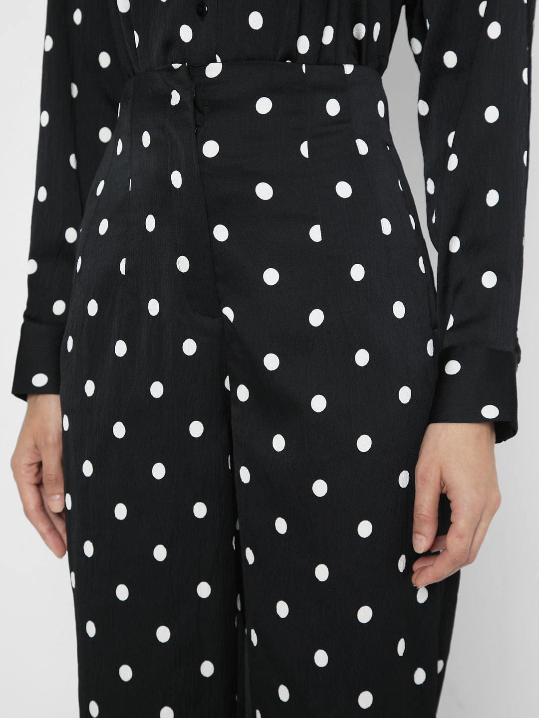 Black High Rise Polka Dot Pants