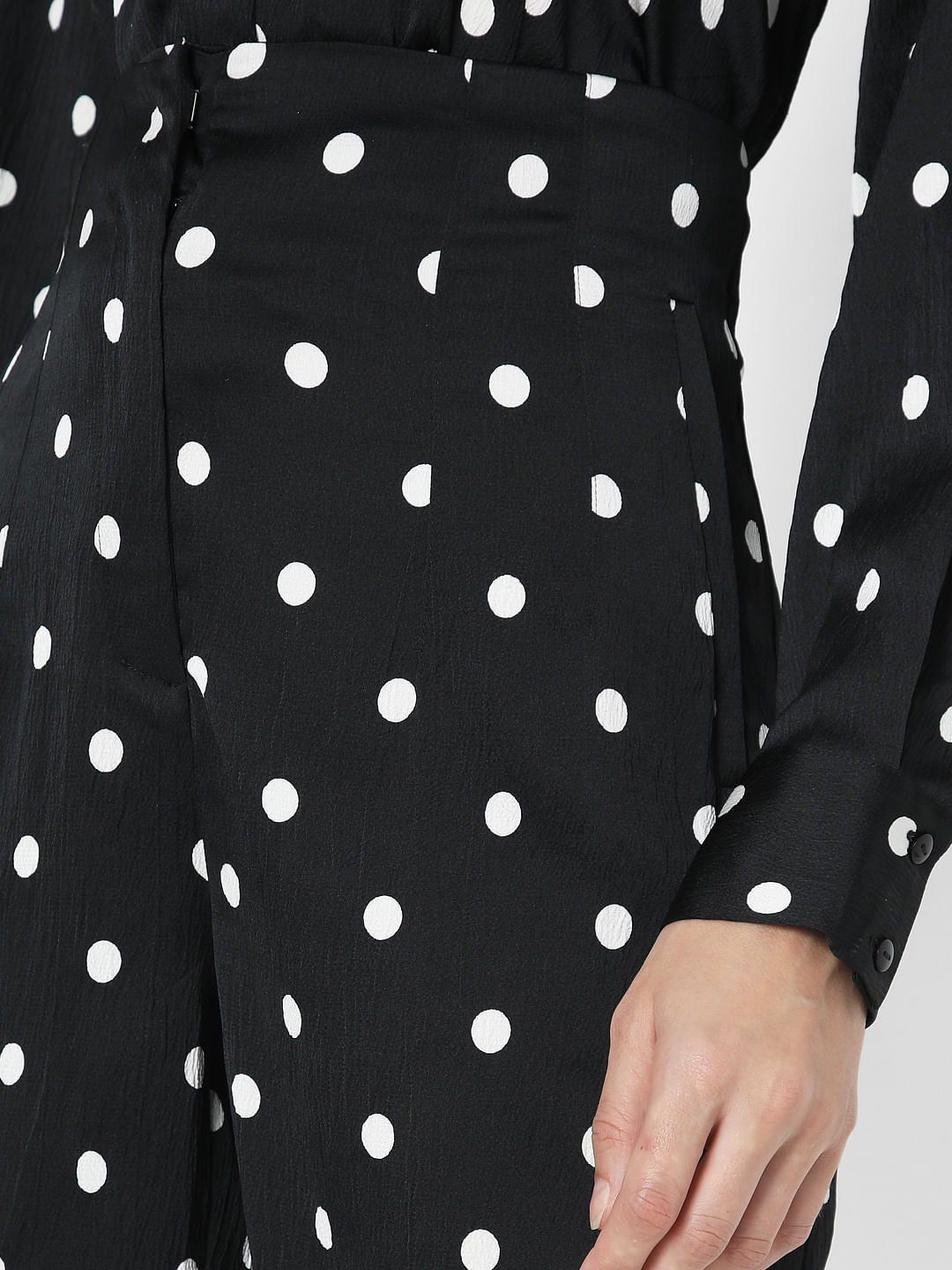 Black High Rise Polka Dot Pants