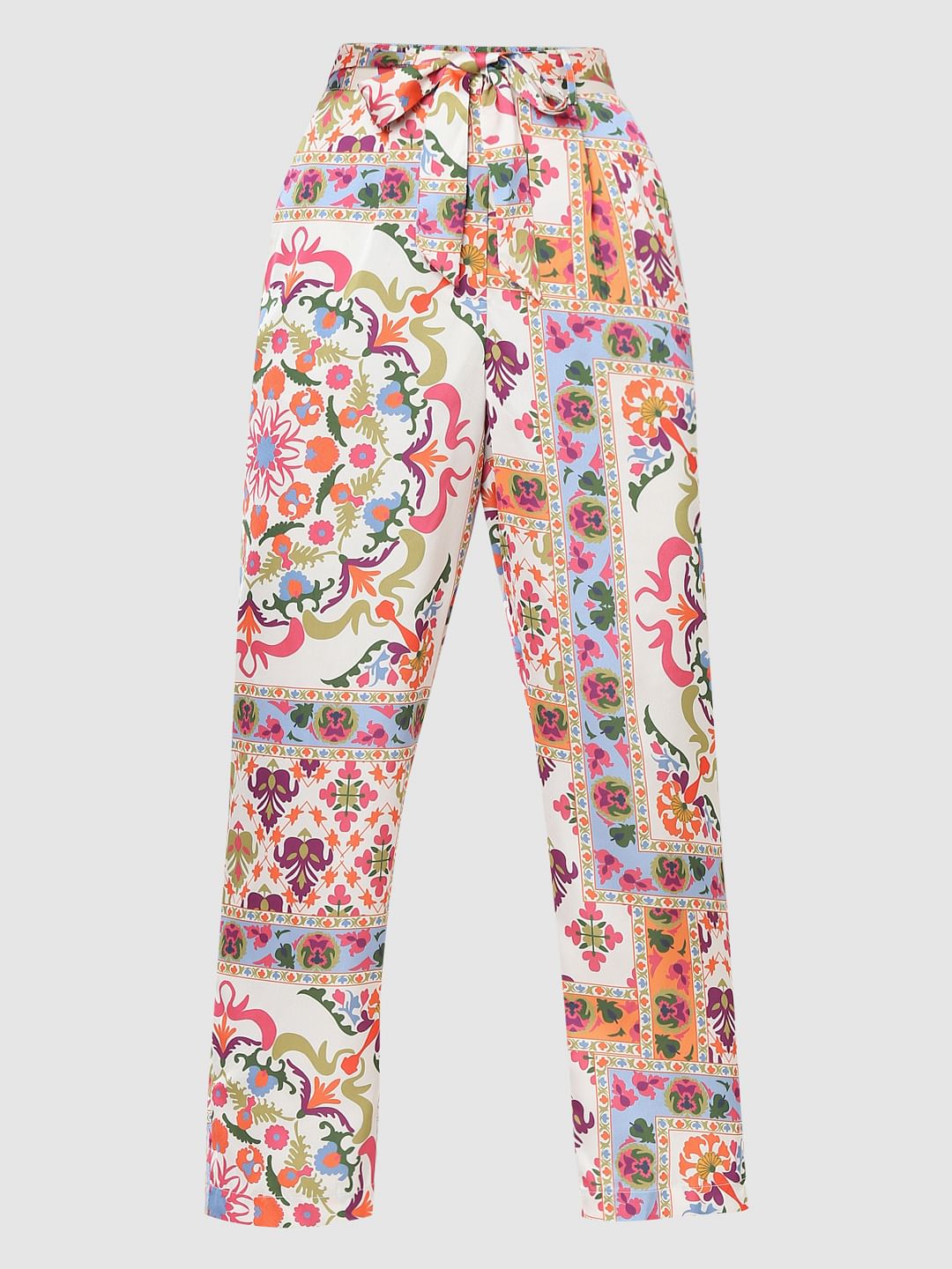 Multi-Coloured High Rise Printed Pants