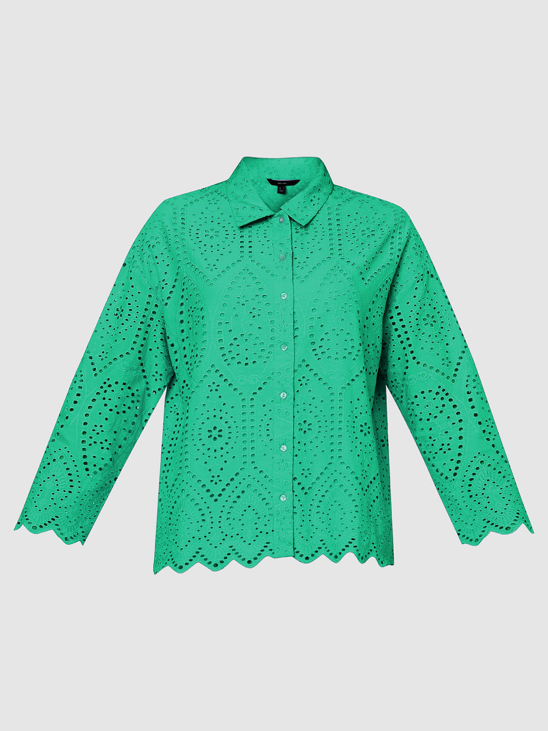 Green Schiffli Co-Ord Set Shirt