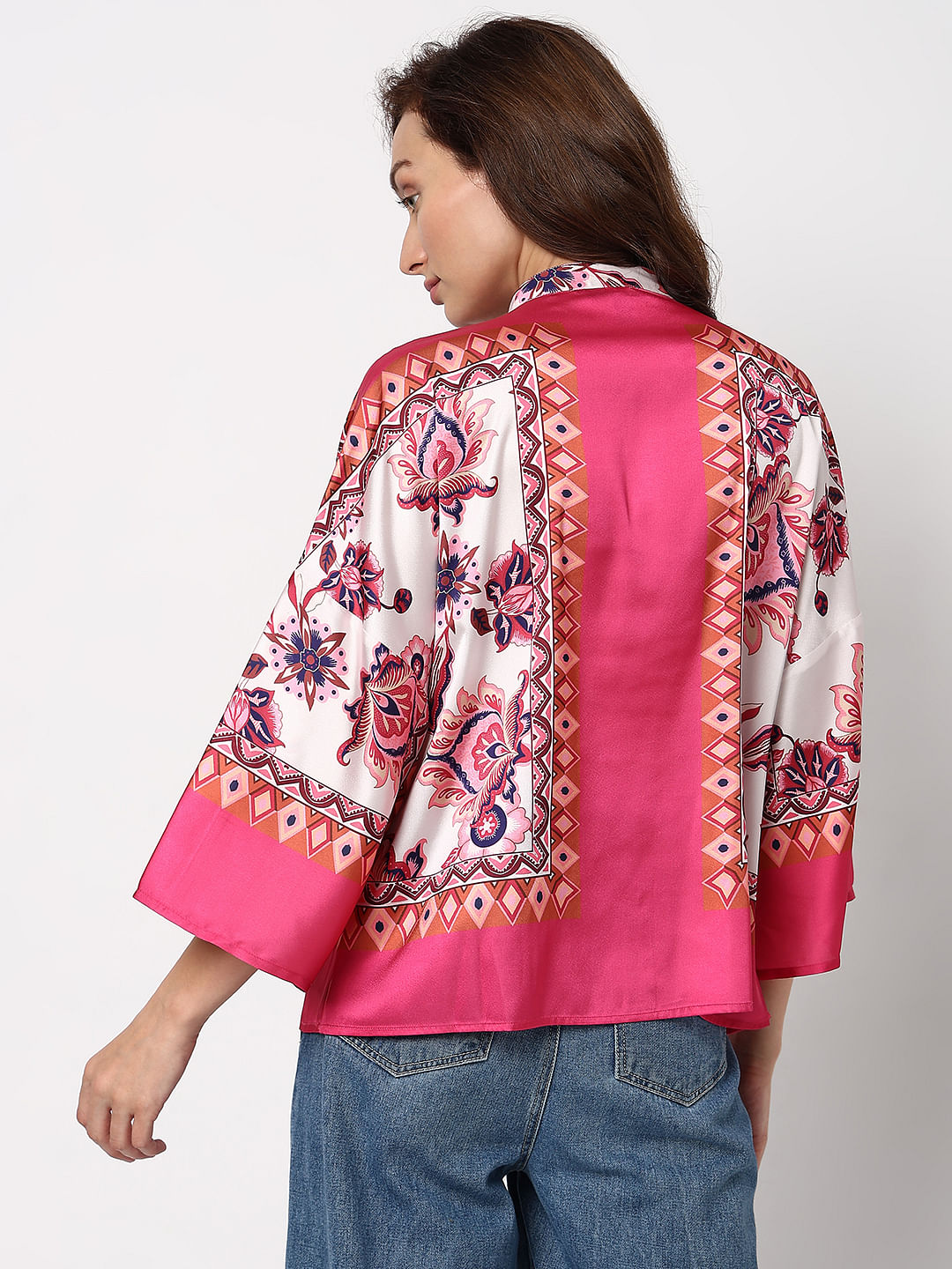 Red Printed Flared Sleeves Top