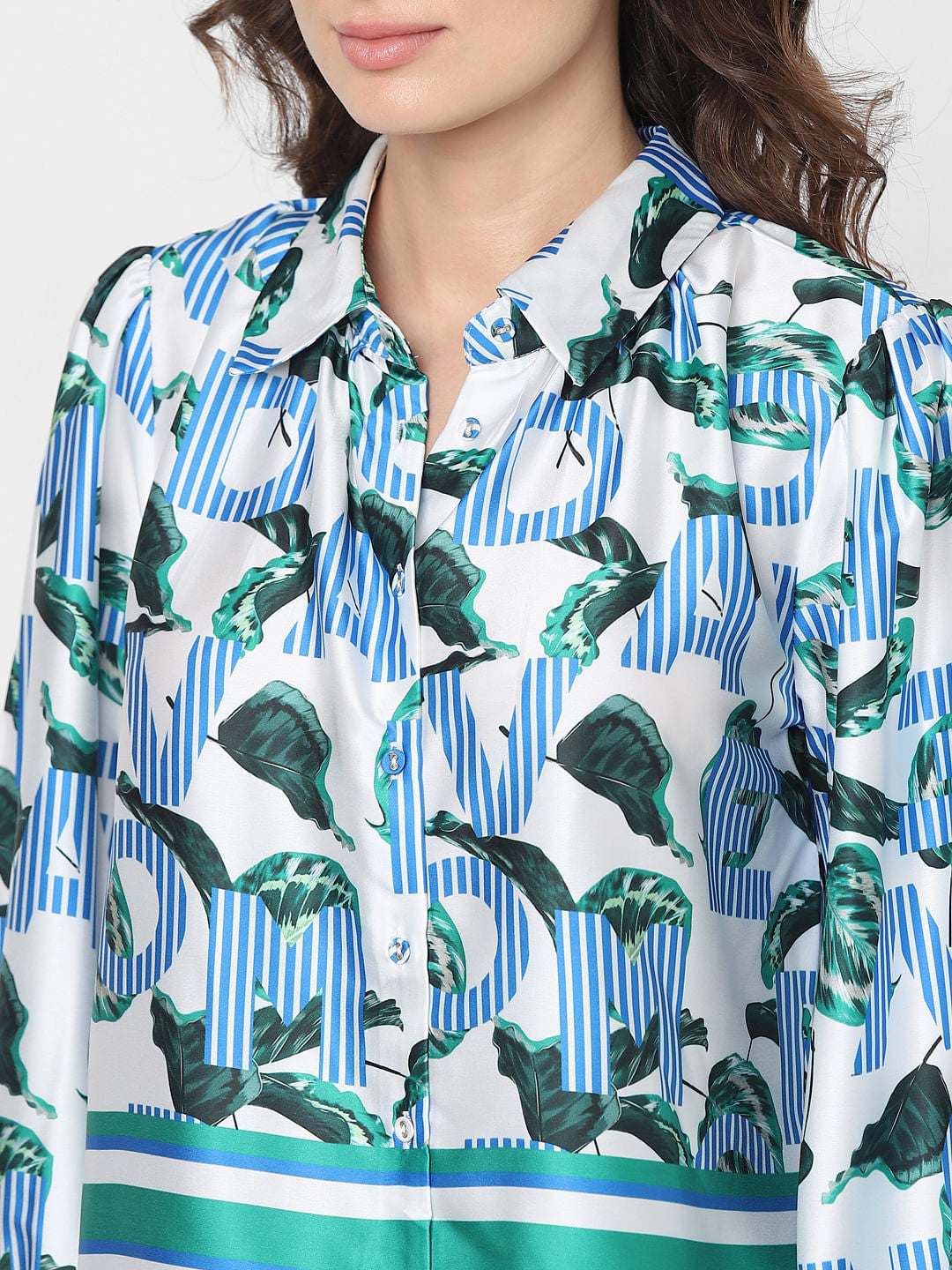 Blue Printed Co-Ord Set Shirt