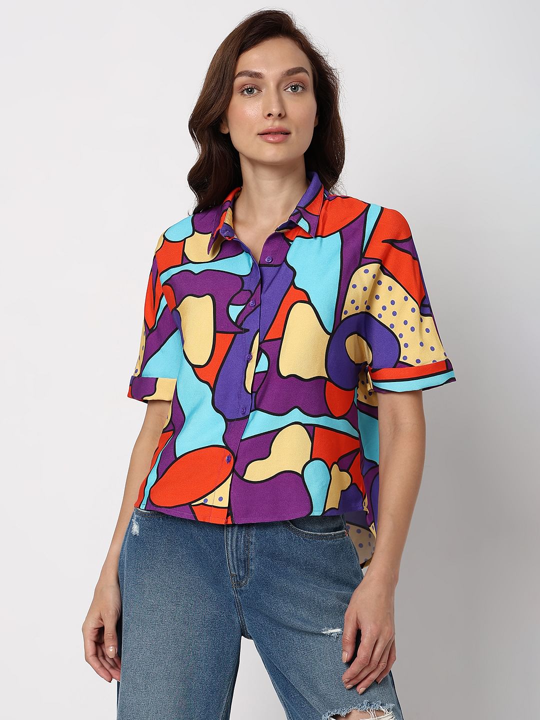Purple Abstract Print Shirt