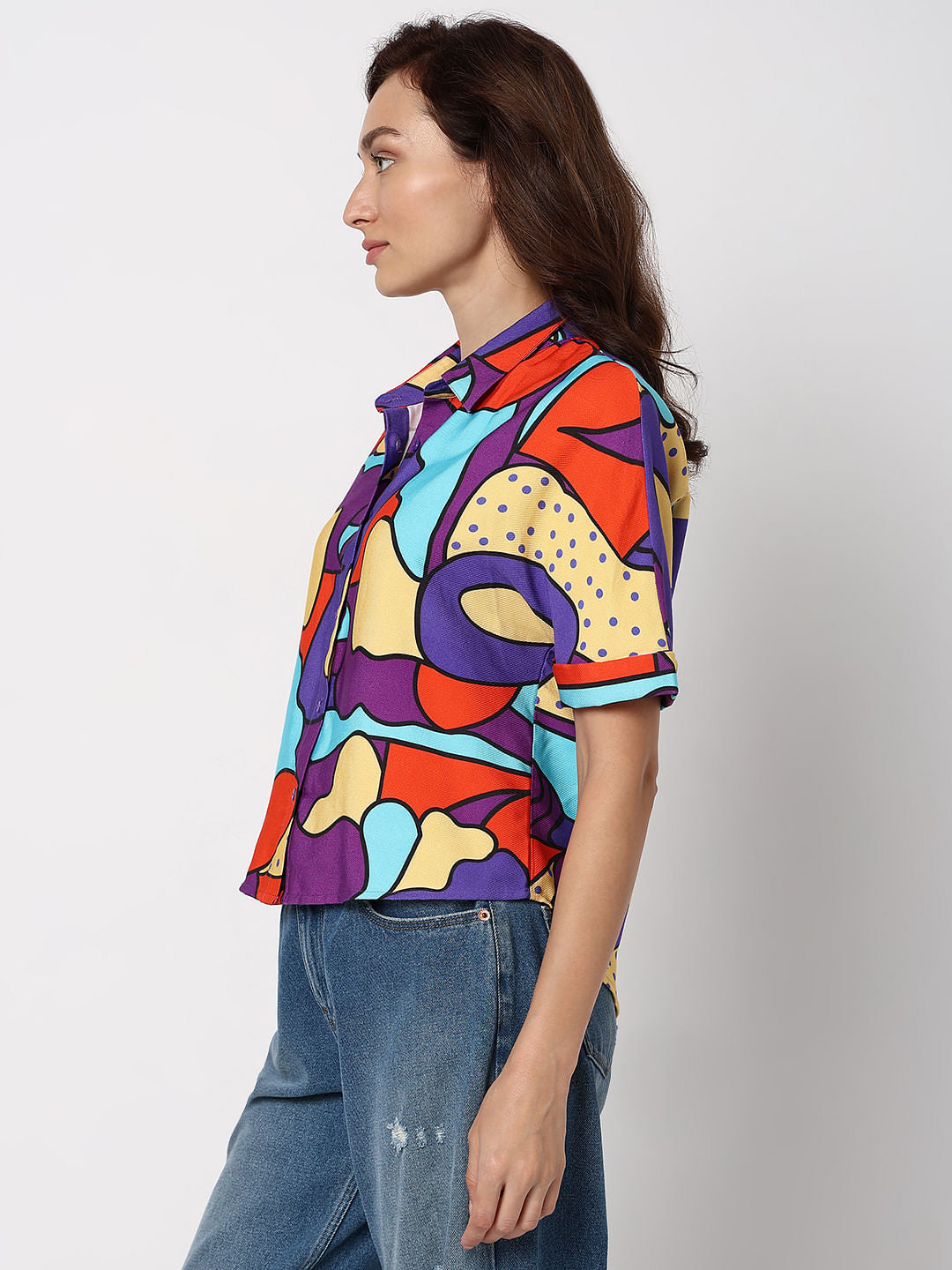 Purple Abstract Print Shirt