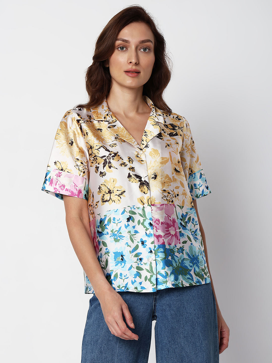Multi-Colour Floral Satin Shirt