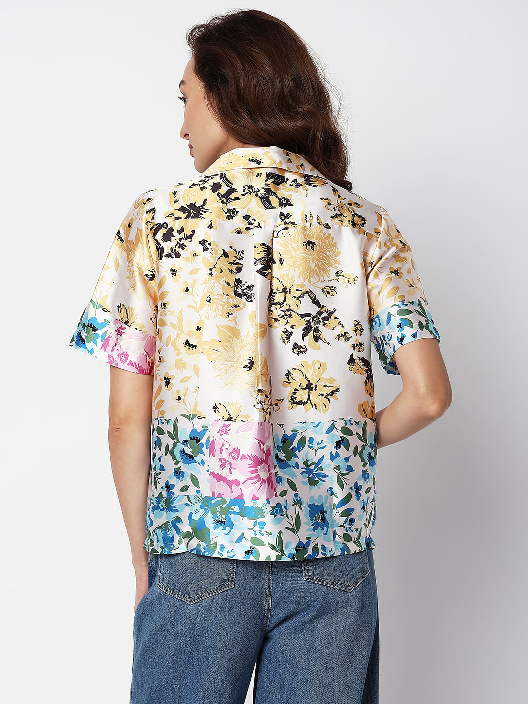 Multi-Colour Floral Satin Shirt